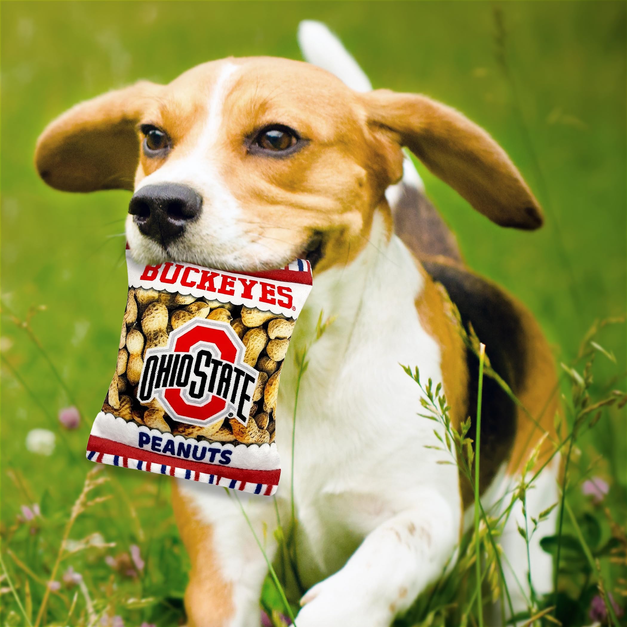 Pets First Ncaa Ohio State Buckeyes Crinkle Fine Plush Dog & Cat Squeak Toy- Cutest Stadium Peanuts Snack Toy For Dogs & Cats Wi