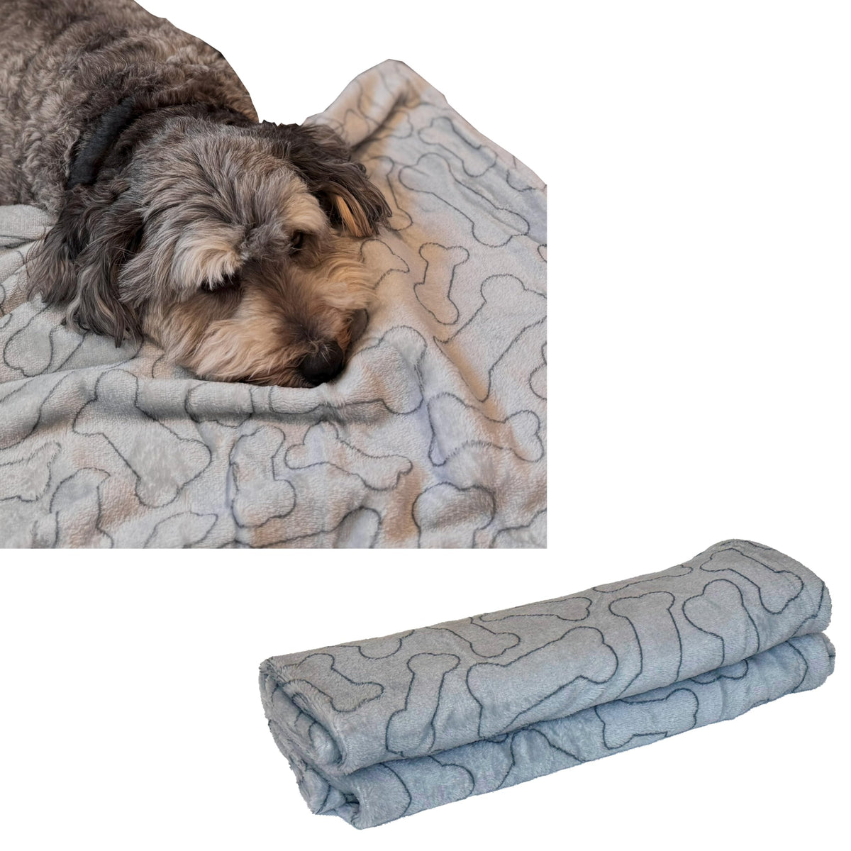 Spot Snuggler Bones Blanket - Ultra Soft, Machine Washable Dog Blanket For Beds, Furniture Protection, Travel, And Crates - 40 X 60 Inch, Grey Fleece Throw With Bone Print Design