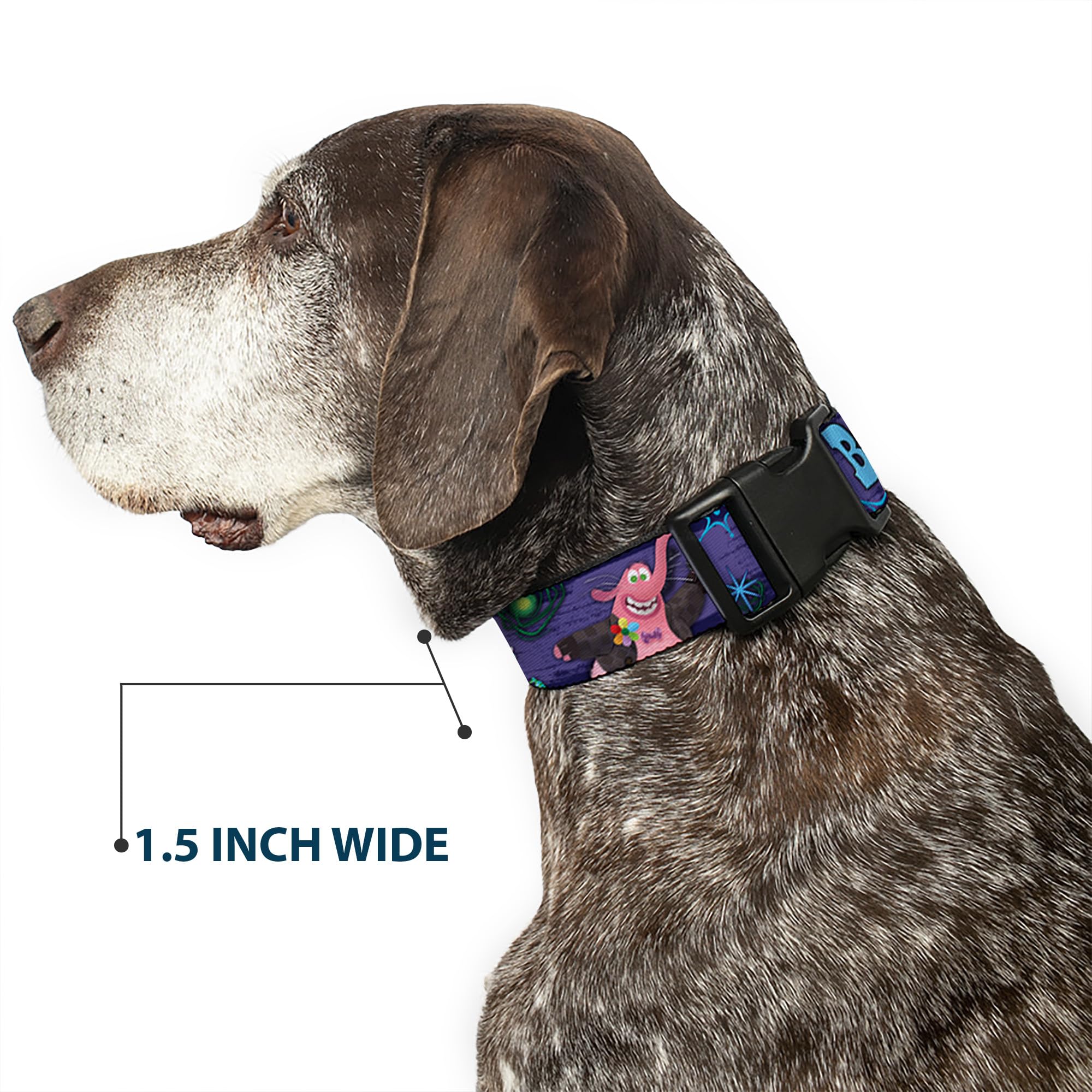 Buckle-Down Plastic Clip Collar - BING BONG Poses/Candy Purples/Multi Color - 1.5 Wide - Fits 13-18 Neck - Small