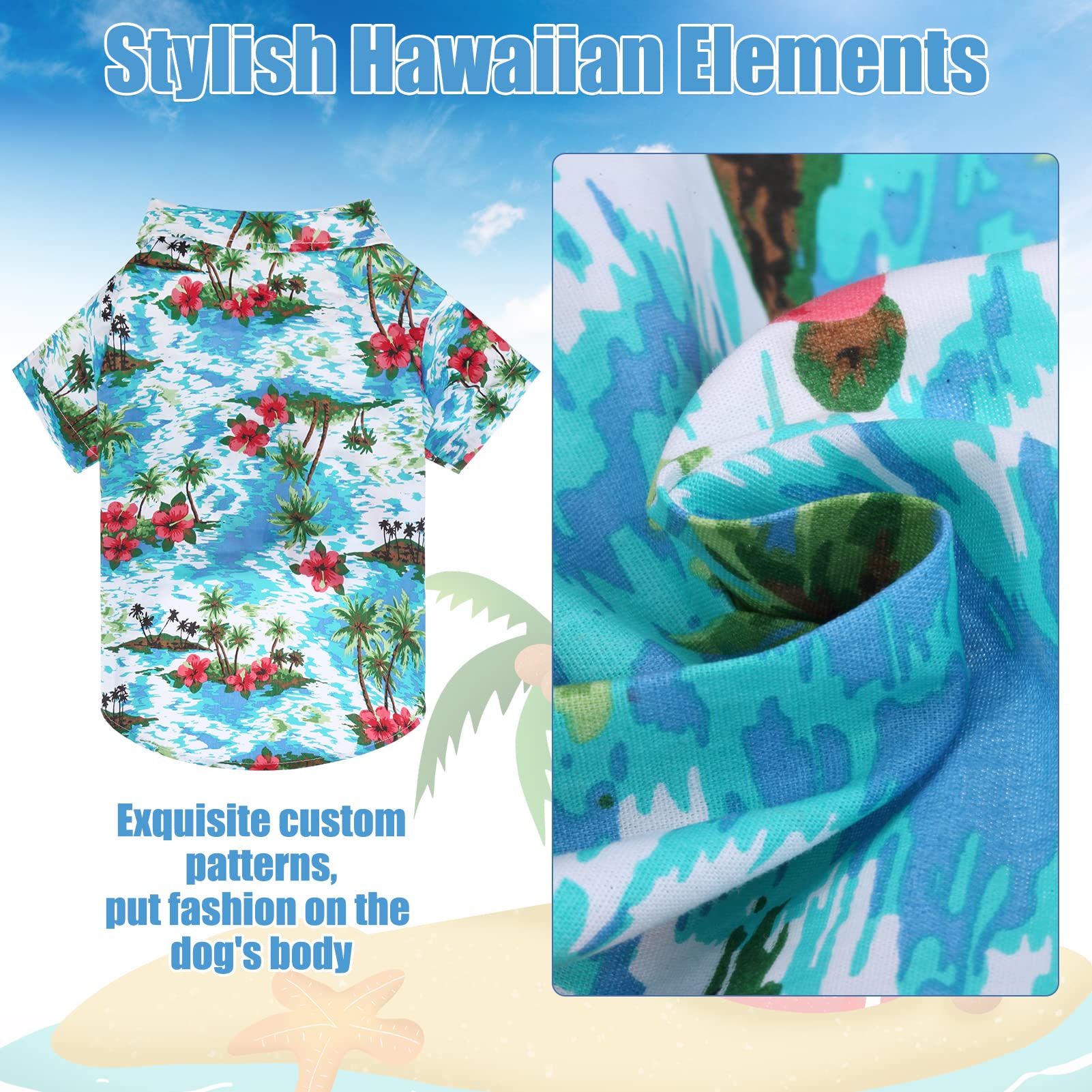 Expawlorer Dog Hawaiian Shirt - Dog Summer Clothes, Breathable Dog Polo T-Shirts With Floral And Sea Island Pattern,Puppy Outfit,Dog Shirt For Small Medium Large Dogs Boy And Girl In Hot Days