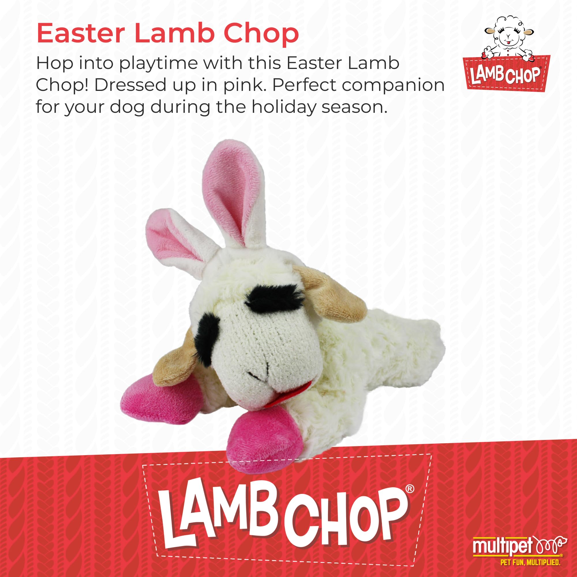 Multipet Easter Bunny Ears Lamb Chop Dog Toy 6 inch Mini