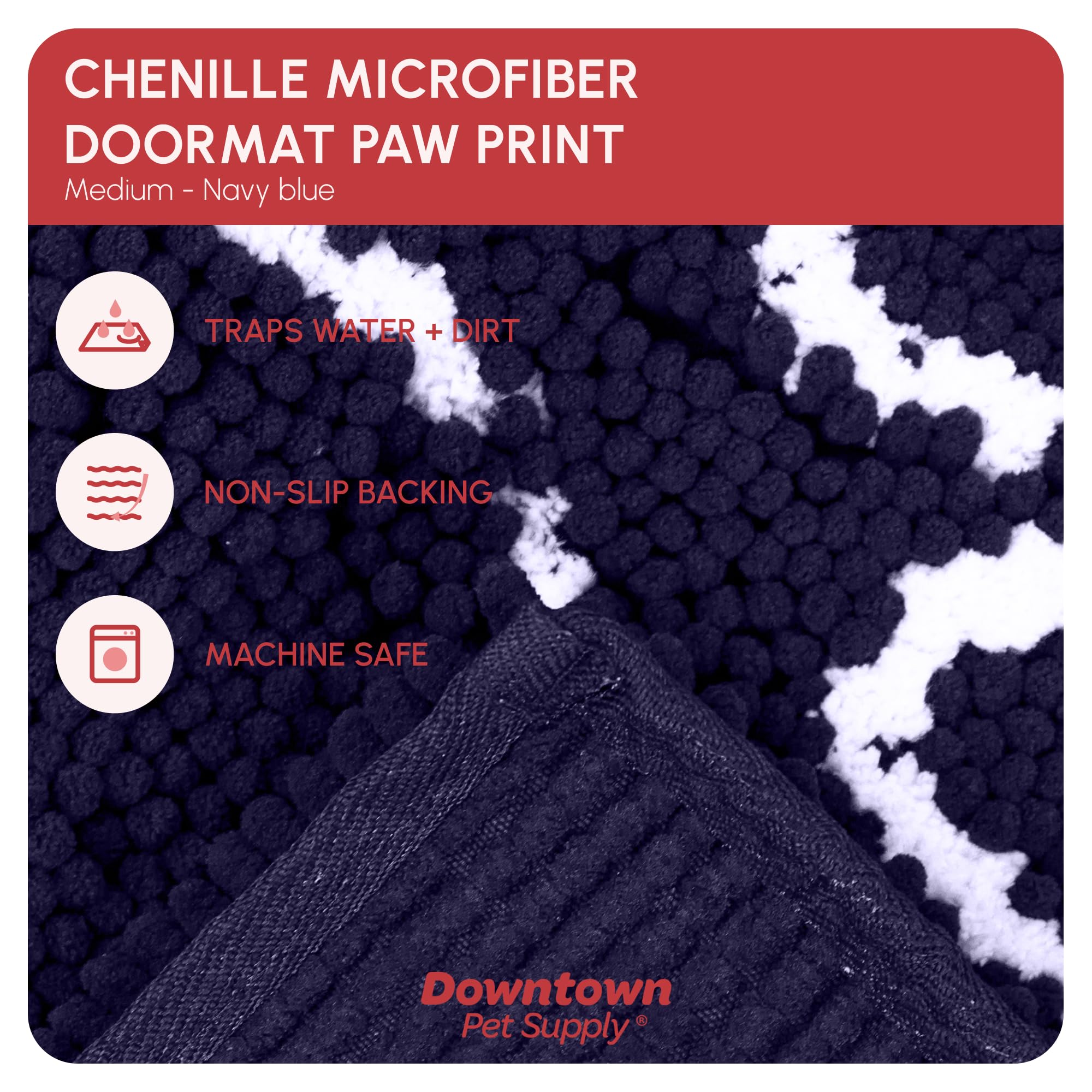 Absorbent Dog Mat by My Doggy Place, Durable, Quick-Drying, Washable, Keeps House Clean (Paw Print Design)