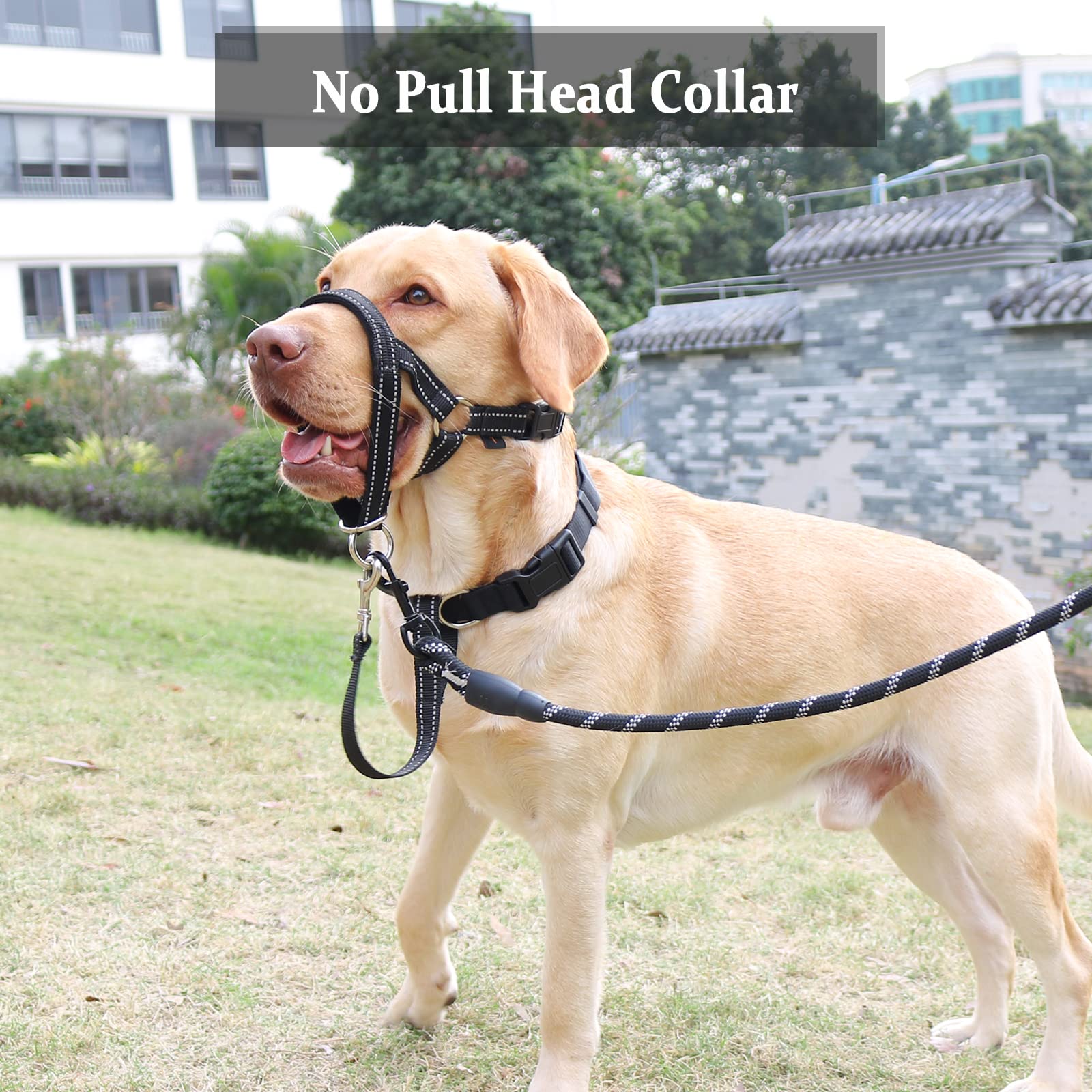 Barkless Dog Head Collar, No Pull Head Halter With Soft Padding, Reflective Soft Padded Snout Harness For Large Dogs, Labrador, Golden Retrievers, German Shepherd