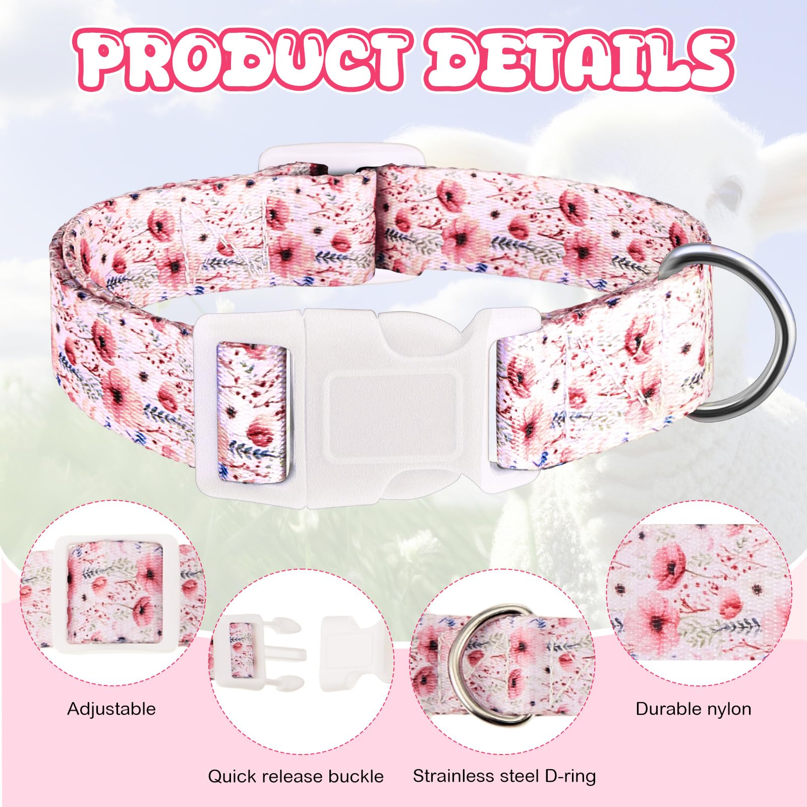 Yeyeplum 2 Pack Goat Collars With Bells, Sheep Grazing Copper Bells And Adjustable Nylon Collar Set Loud Bronze Bell For Small F