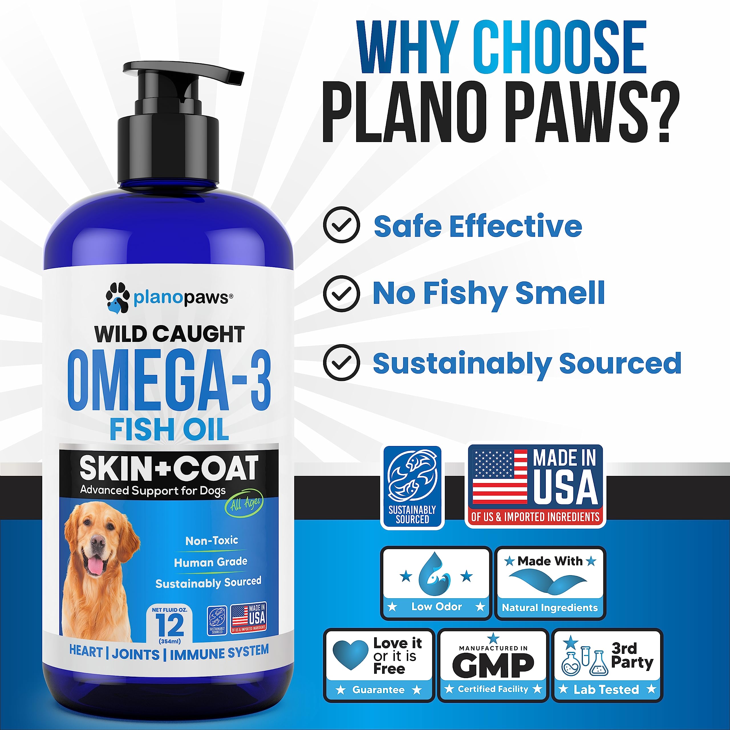 Omega 3 Fish Oil for Dogs - Better Than Salmon Oil - Dog Fish Oil Supplement to Reduce Shedding & Itching - Supports Joints, Bra