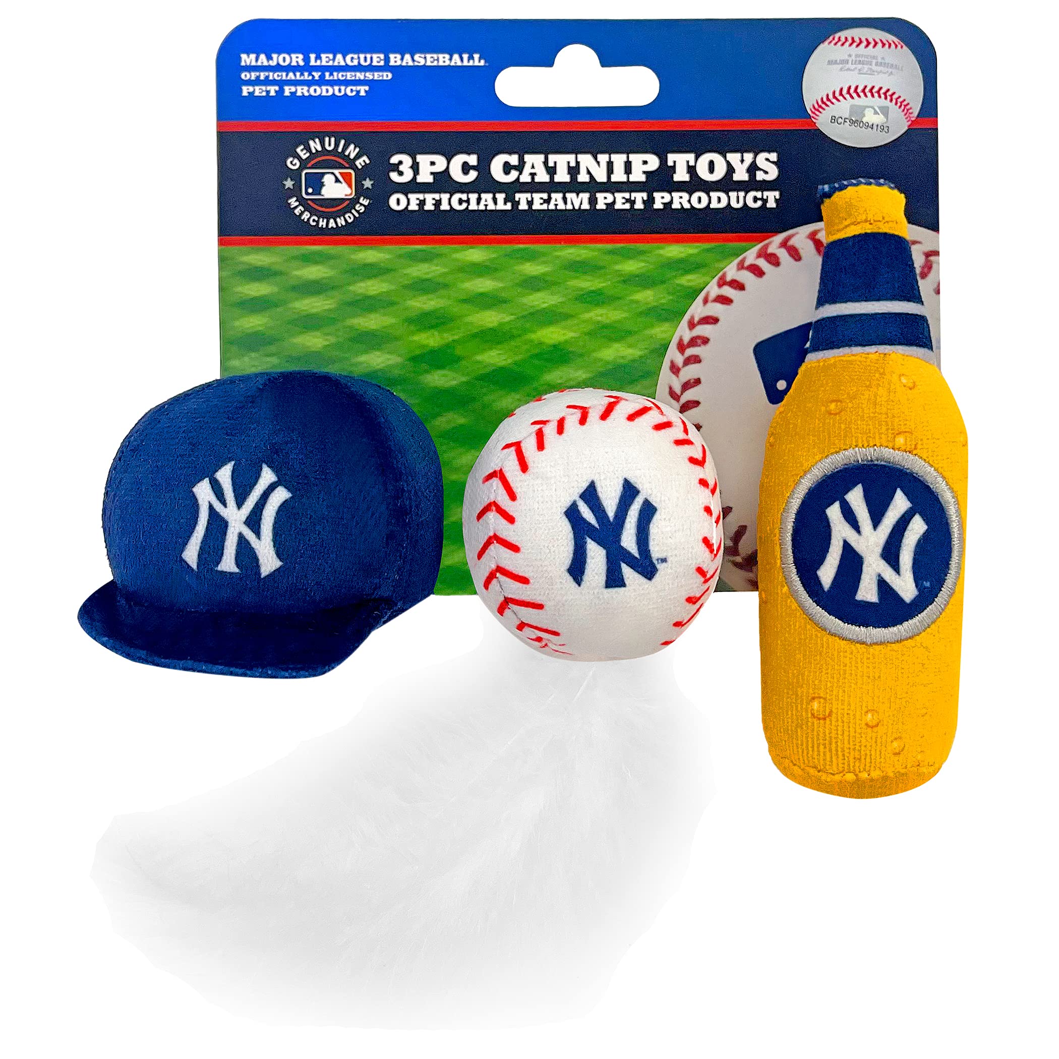 Best Plush Cat Toy - Mlb New York Yankees Complete Set Of 3 Piece Cat Toys Filled With Fresh Catnip. Incl: 1 Baseball Cap Cat To