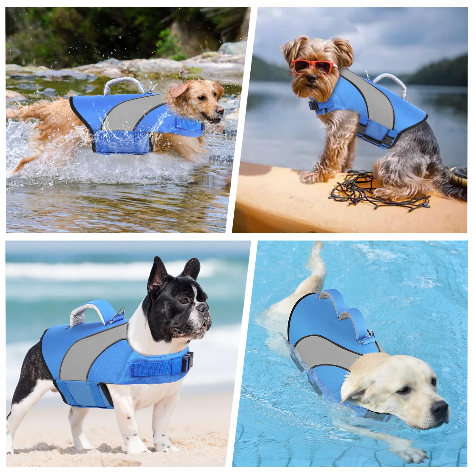 Doglay Dog Life Jacket, Swimming Safety Vest With Rescue Handles And Reflective Stripes, High Visibility For Boating, Heavy Duty