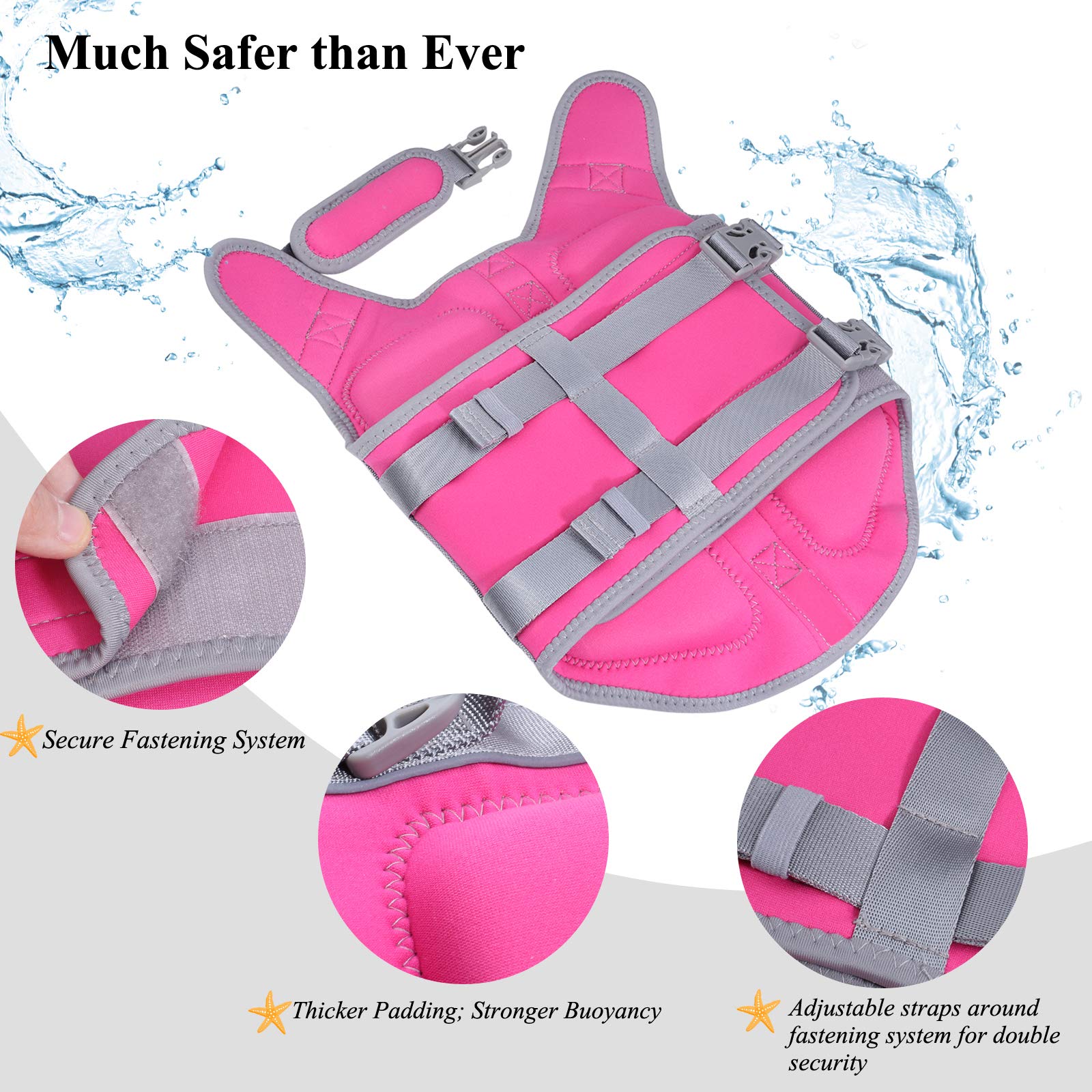 Vivaglory Lightweight Dog Life Jacket, Pet Preserver Vest, Skin-Friendly Neoprene For Small Dogs With D-Ring And Quick Release B