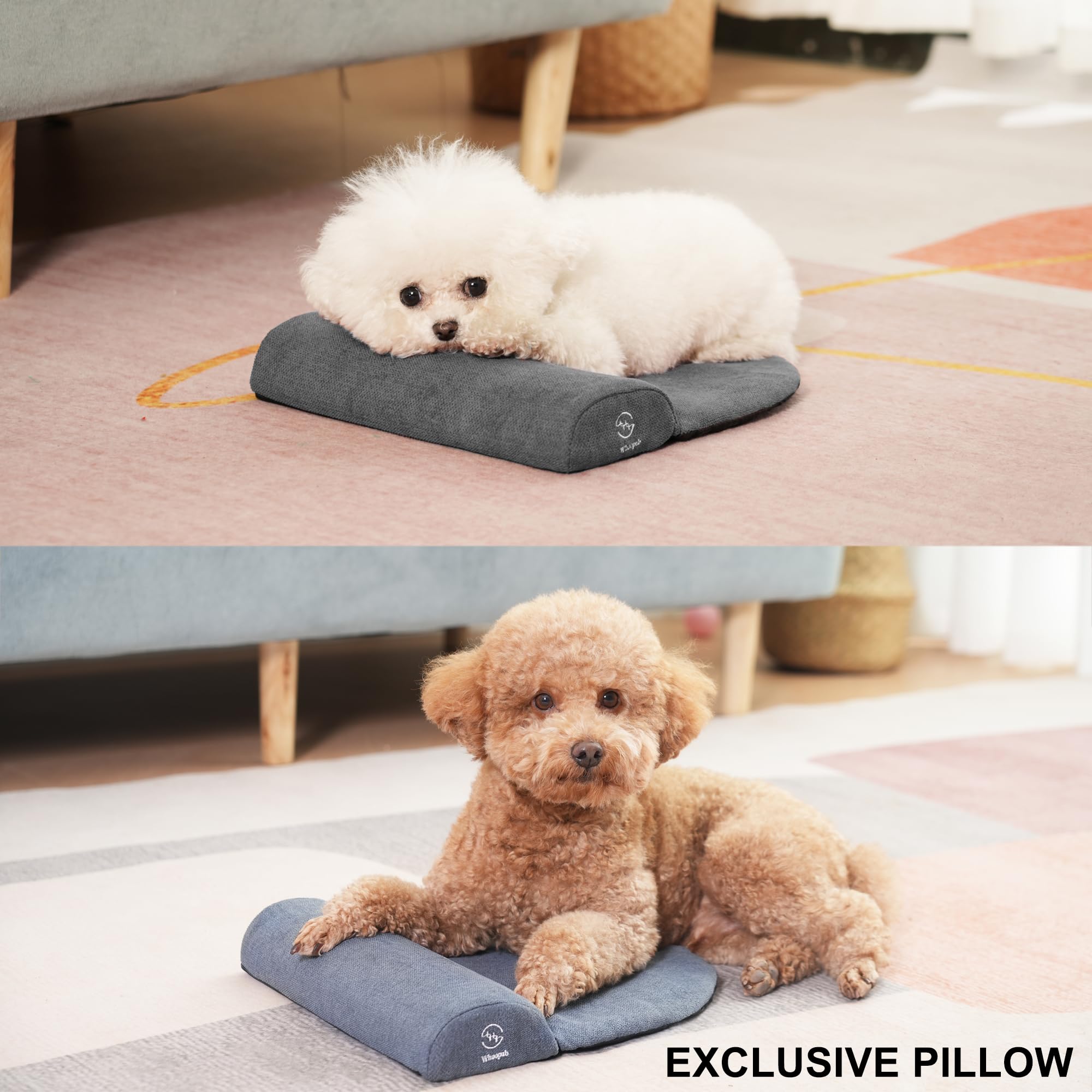 Whoopub Dog And Cat Bolster Pillow For Small Dogs And Cats, Benefit For Cervical Vertebra And Neck, Easy To Carry When Traveling
