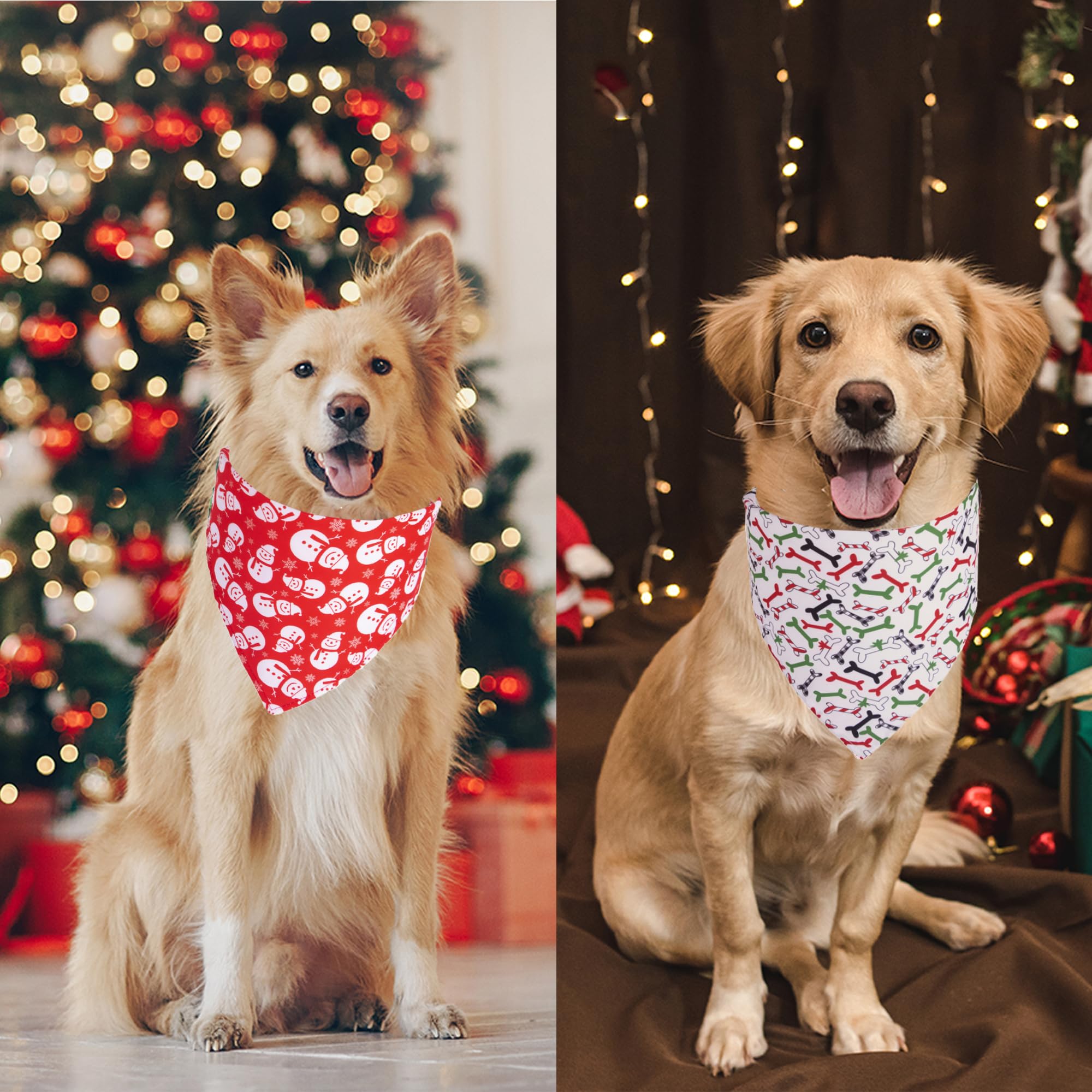 ADOGGYGO 4 Pack Dog Bandana Christmas Pet Scarf Triangle Bibs Kerchief Set Pet Christmas Costume Accessories Decoration for Larg