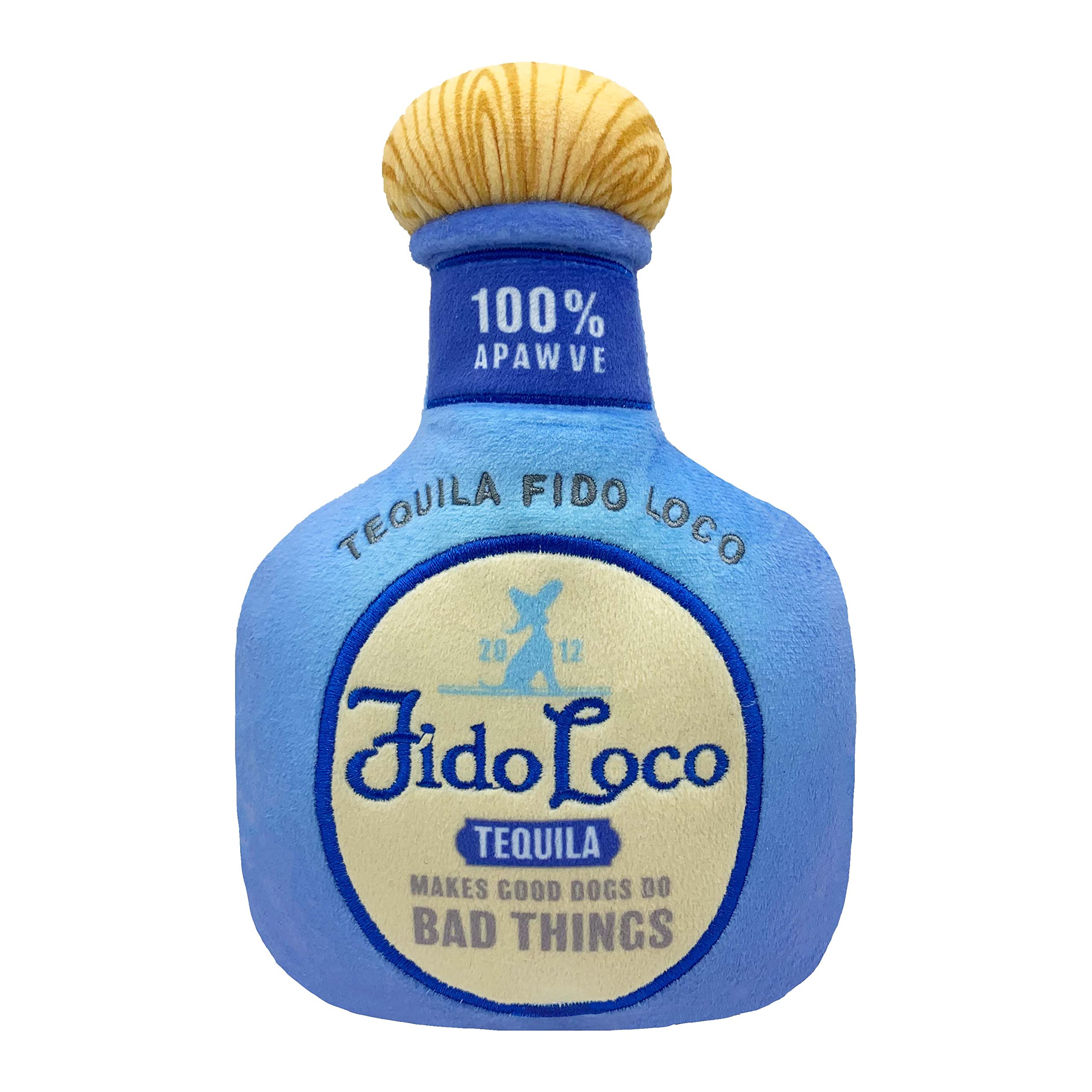 Huxley & Kent for Dogs | Fido Loco Tequila (Small) | Power Plush Dog Toy with Squeaker | Funny Dog Gift | Fun, Durable, and Safe