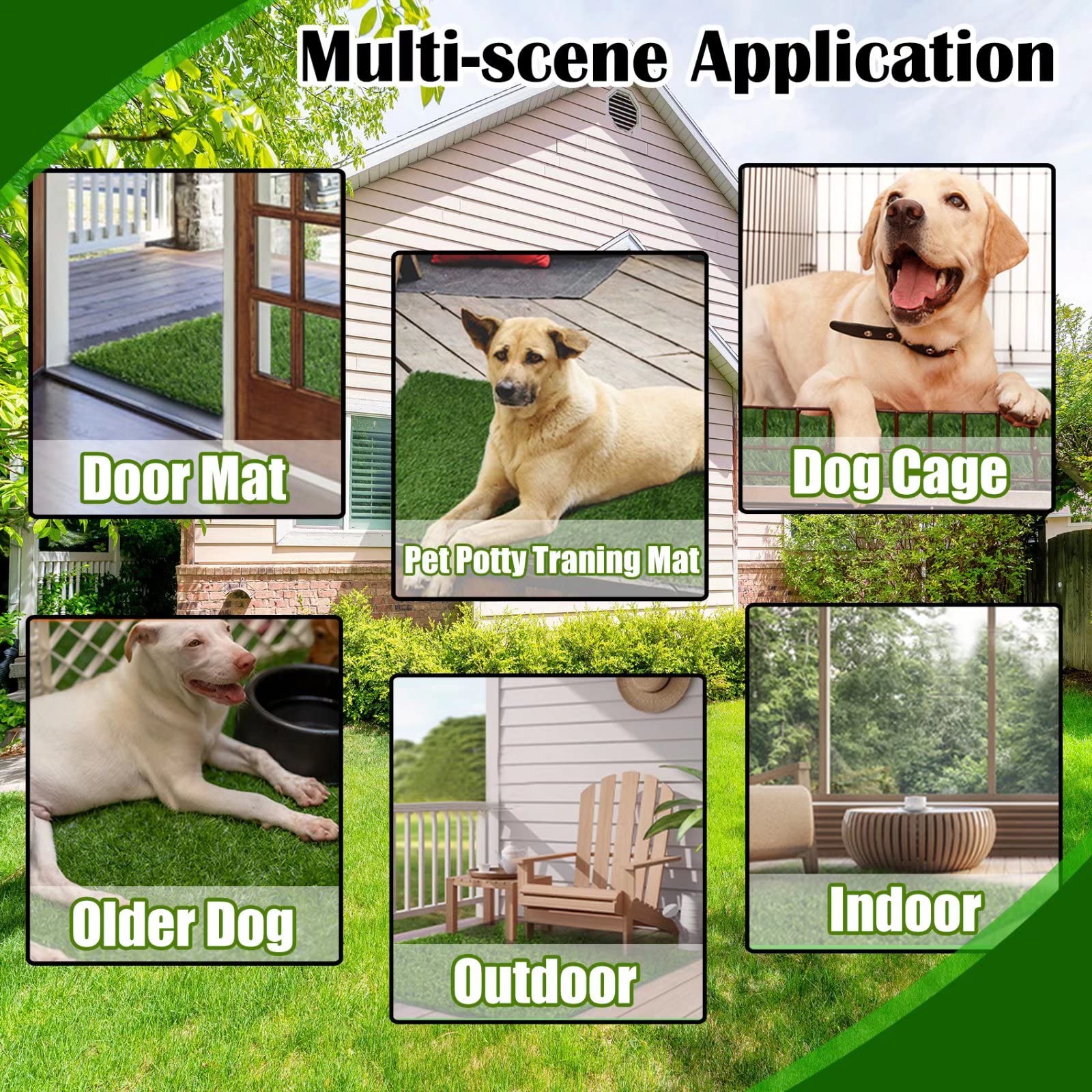 Globreen 34' X 23' Fake Grass Pee Pad For Dogs Artificial Grass Puppy Potty Training Turf Pets Mat - Indoor Outdoor Use