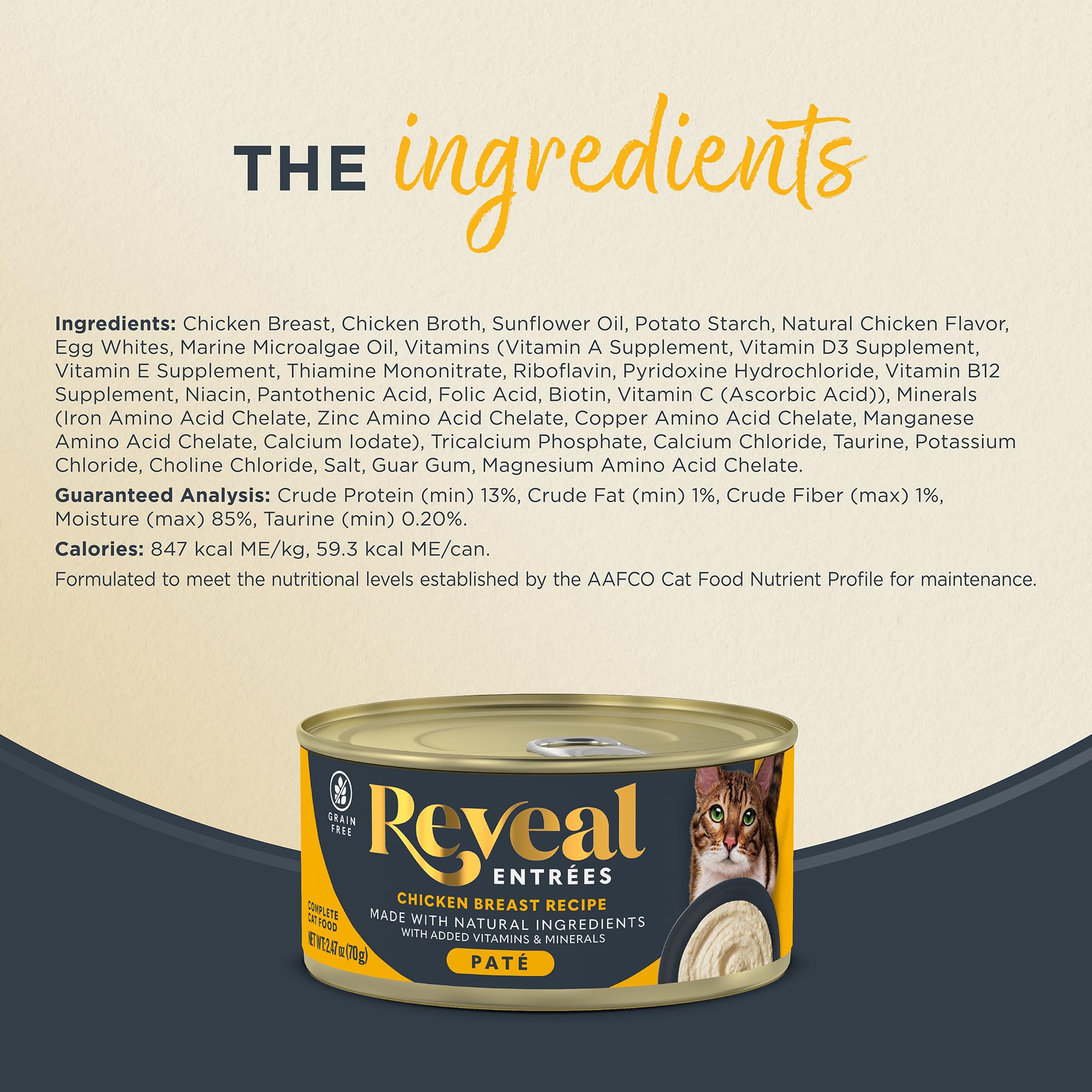 Reveal Entr  es Natural Wet Cat Food Pat  , Grain-Free with Added Vitamins & Minerals, Carrageenan-Free and High Protein, Chicke