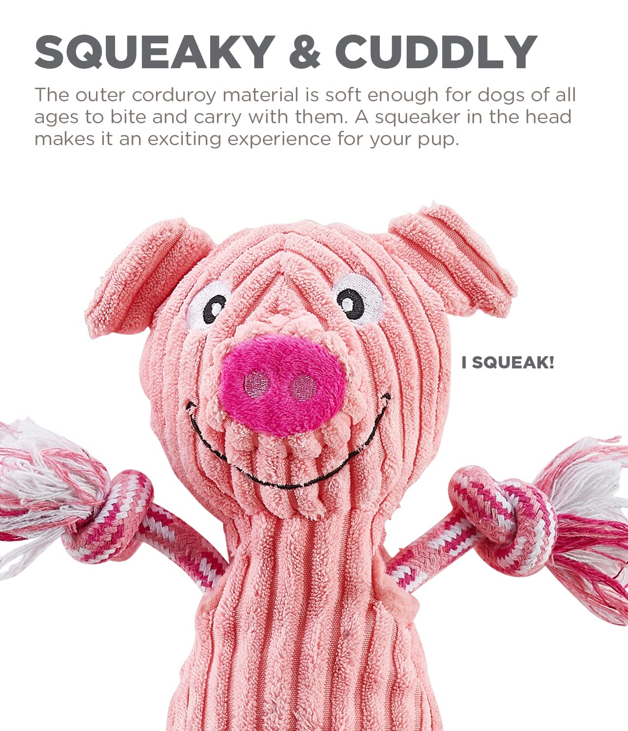 Outward Hound By Charming Pet Ranch Roperz Pig Plush Squeaky Dog Toy