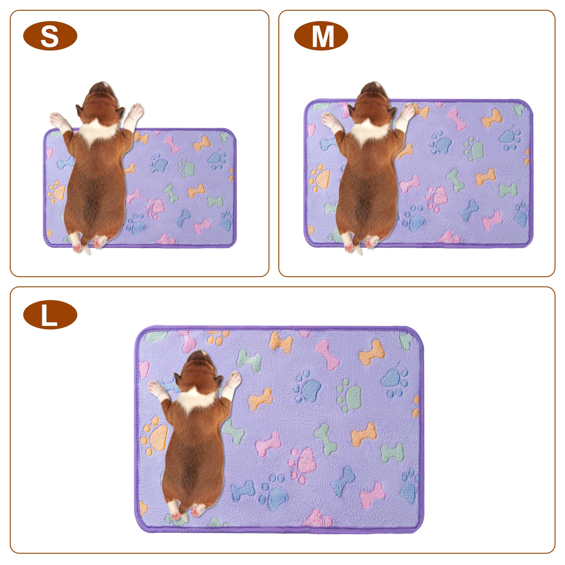 1 Pack 3 Blankets Super Soft Fluffy Premium Fleece Pet Blanket Flannel Paw Printed Throw For Dog Puppy Cat (Small 23X16'', Purpl