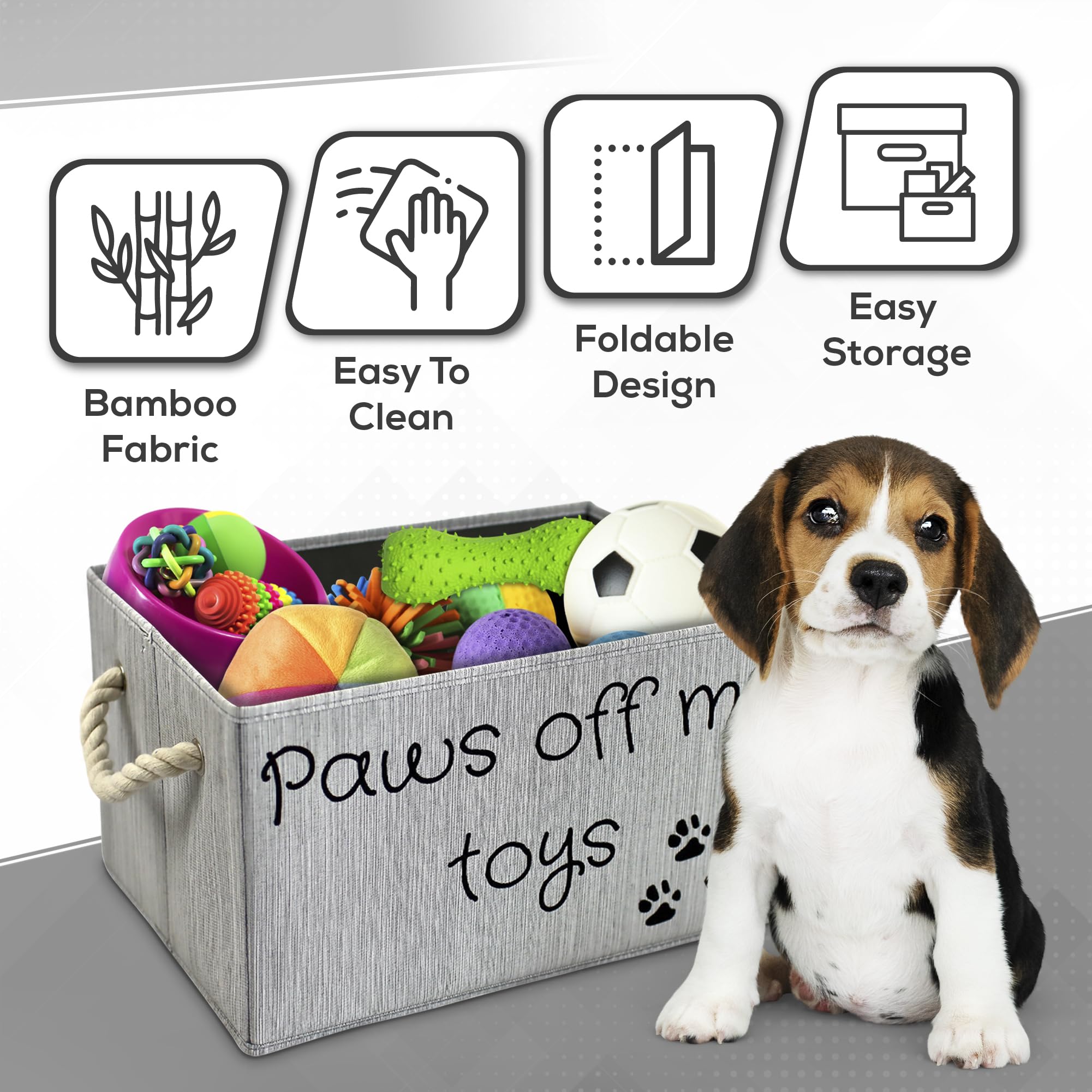 Sd Skyden Live Above All Storage Bin For Dog Toys | Medium Size Dog Toy Storage | Dog Toy Organizer For Chew Toys, Balls, And Mo