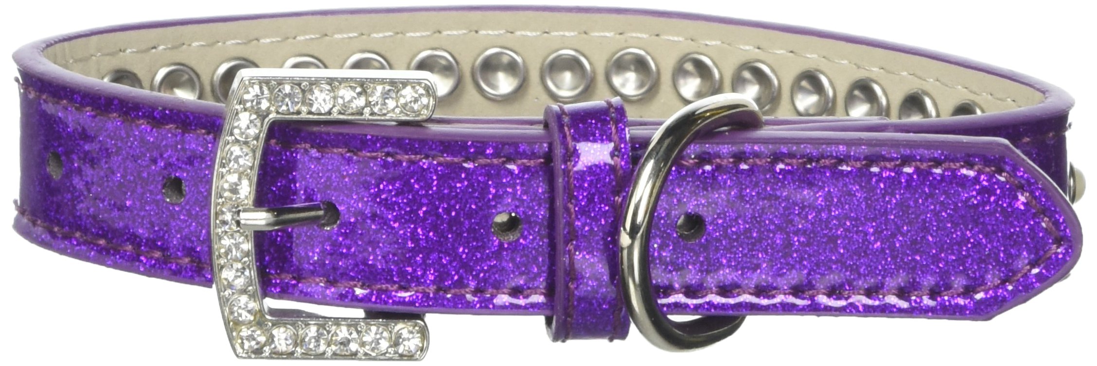 Dog, Puppy & Pet Ice Cream Collar, "Two Row Lime Green Crystal Rimsets" Purple 12