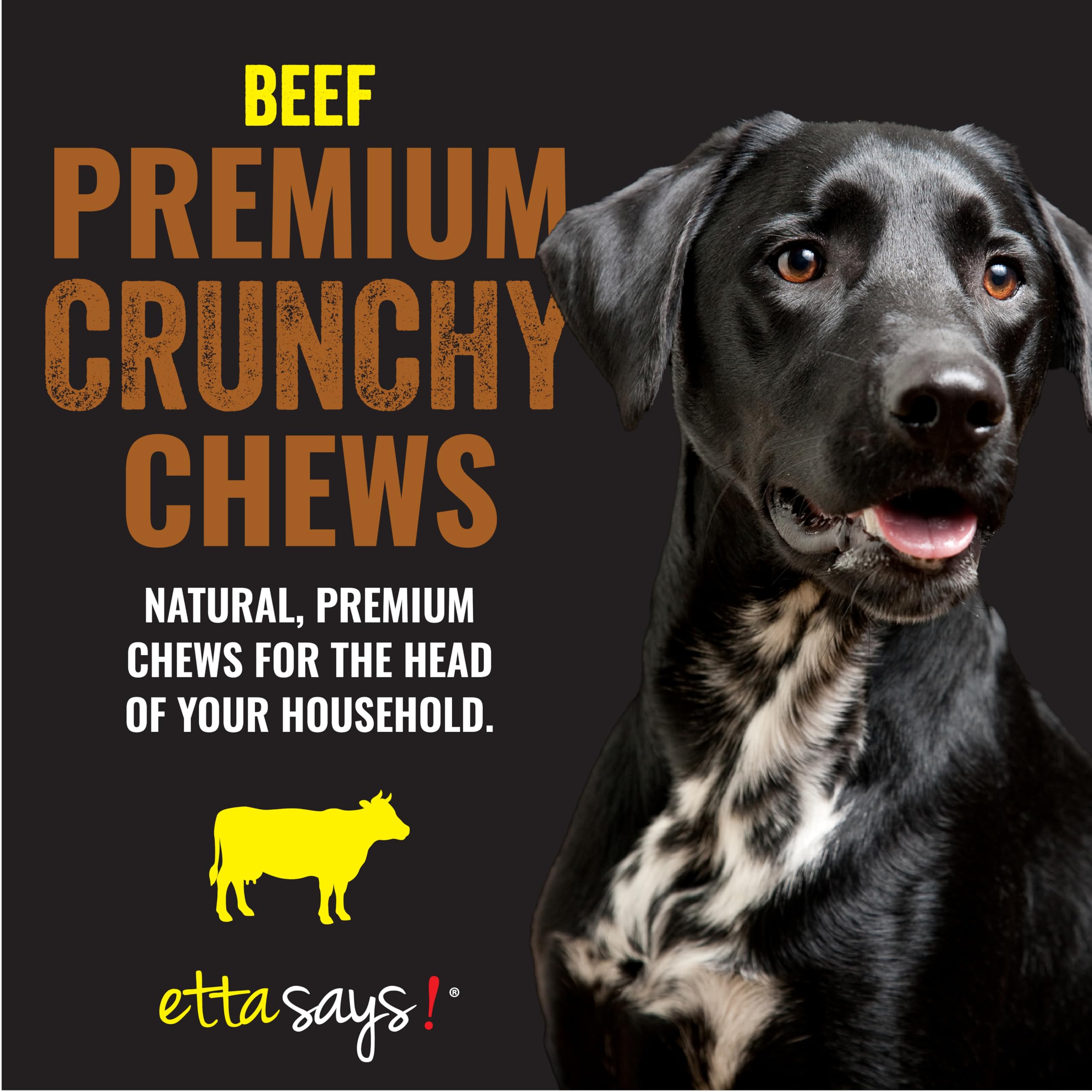etta says! Crunchy Premium Dog Chews - 4.5 Beef Dog Chews - Made in The USA, Grain-Free Dog Treats, Good for Teeth, Easy to Dige