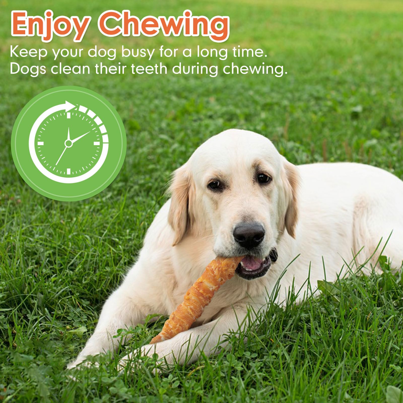 MON2SUN Dog Treats, 9 Inch Chicken Wrapped Rawhide Rolls Snacks, Teeth Cleaning and Long Lasting Chews for Medium and Large Dogs