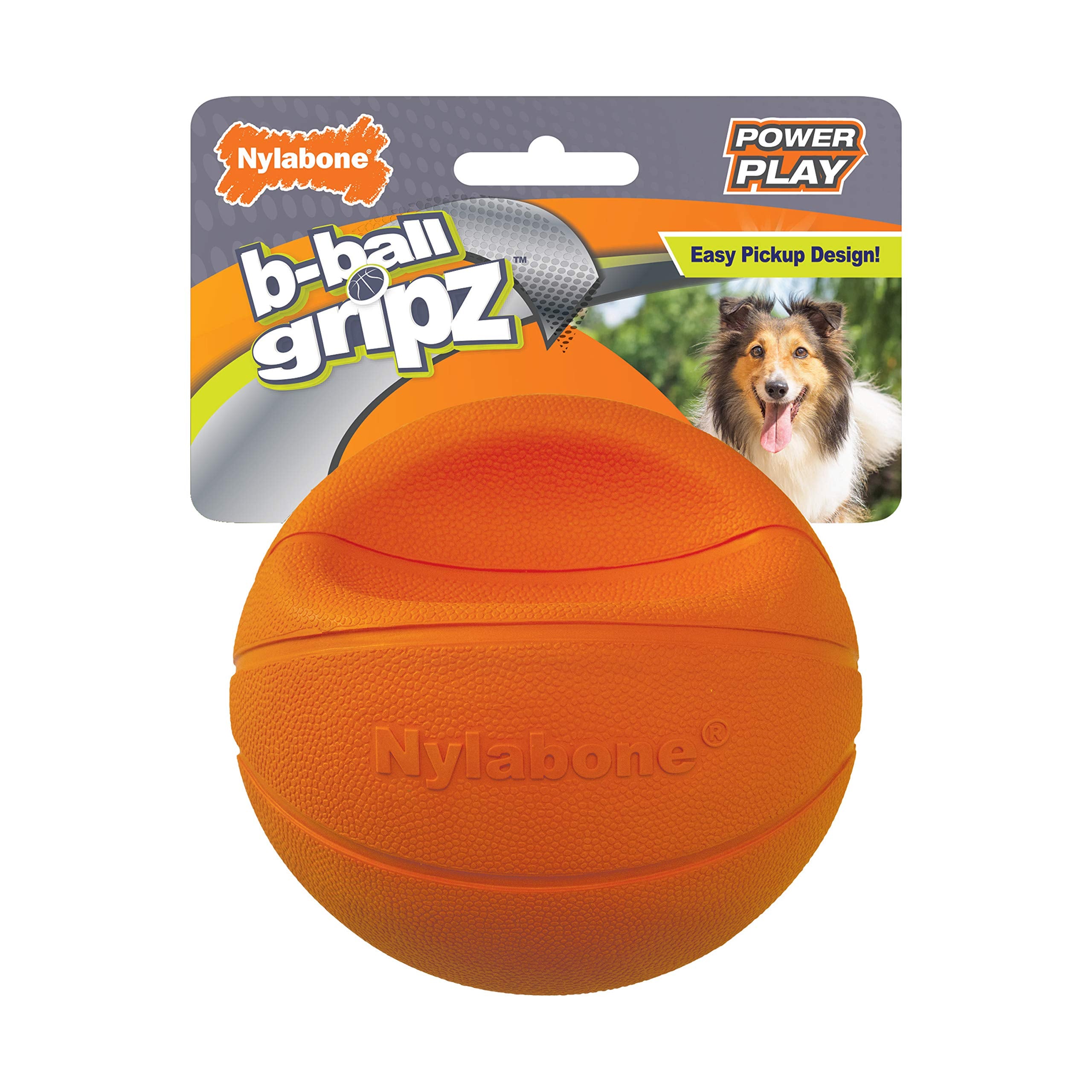 Nylabone Power Play Gripz Felt Basketball Rubber Fetch Toy, Squeaky Ball For Dogs, Medium (1 Count)