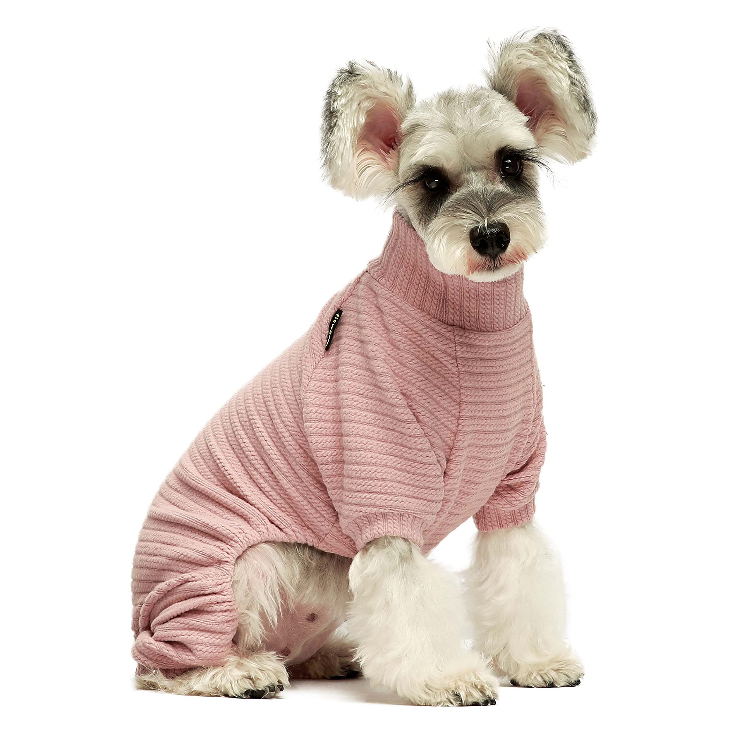 Fitwarm Turtleneck Knitted Dog Sweater Puppy Pajamas Thermal Doggie Winter Clothes Knitwear Pet Coats Cat Apparel Pink X-Small