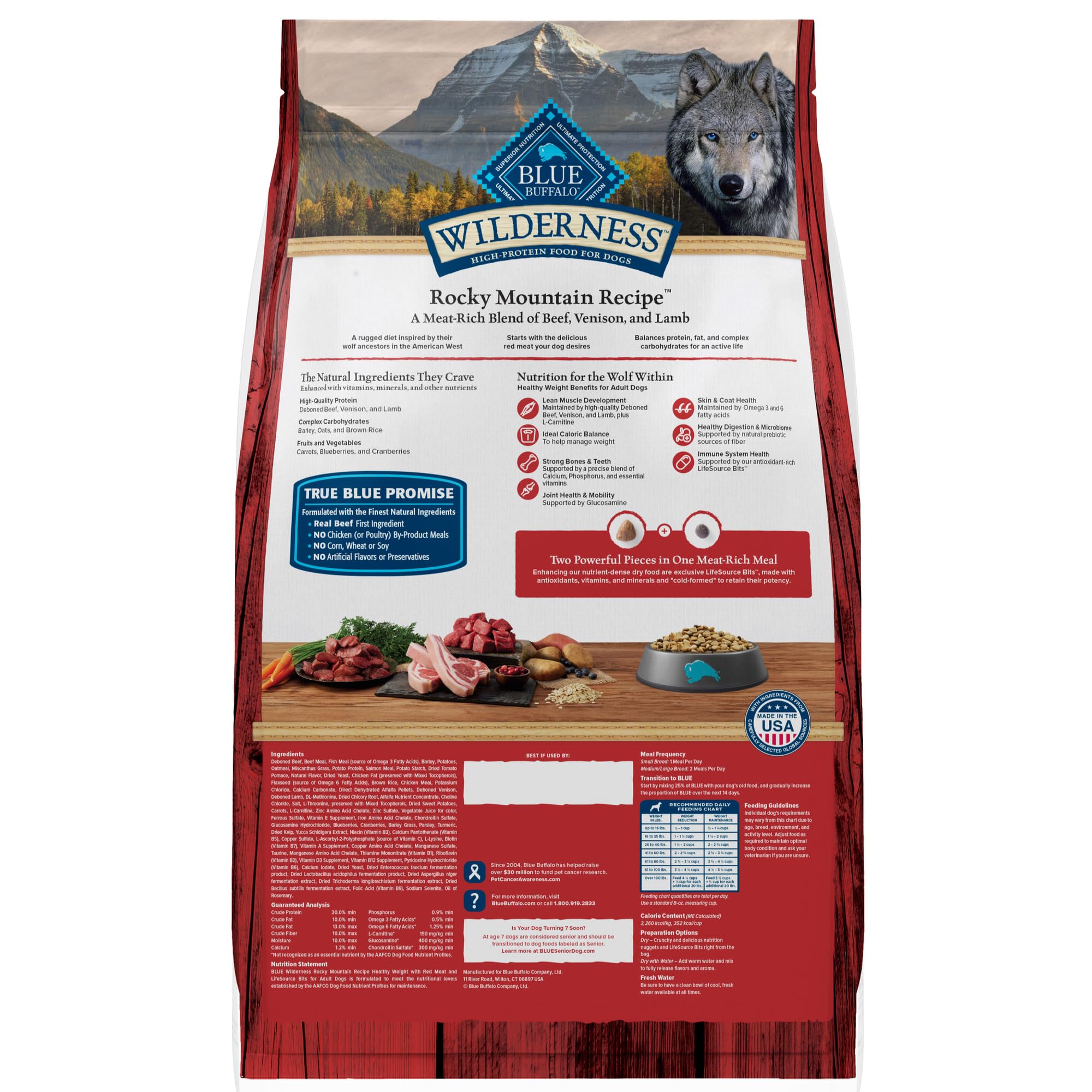 Blue Buffalo Wilderness High-Protein Rocky Mountain Recipe Healthy Weight Dry Food for Adult Dogs, Red Meat, 28-lb. Bag