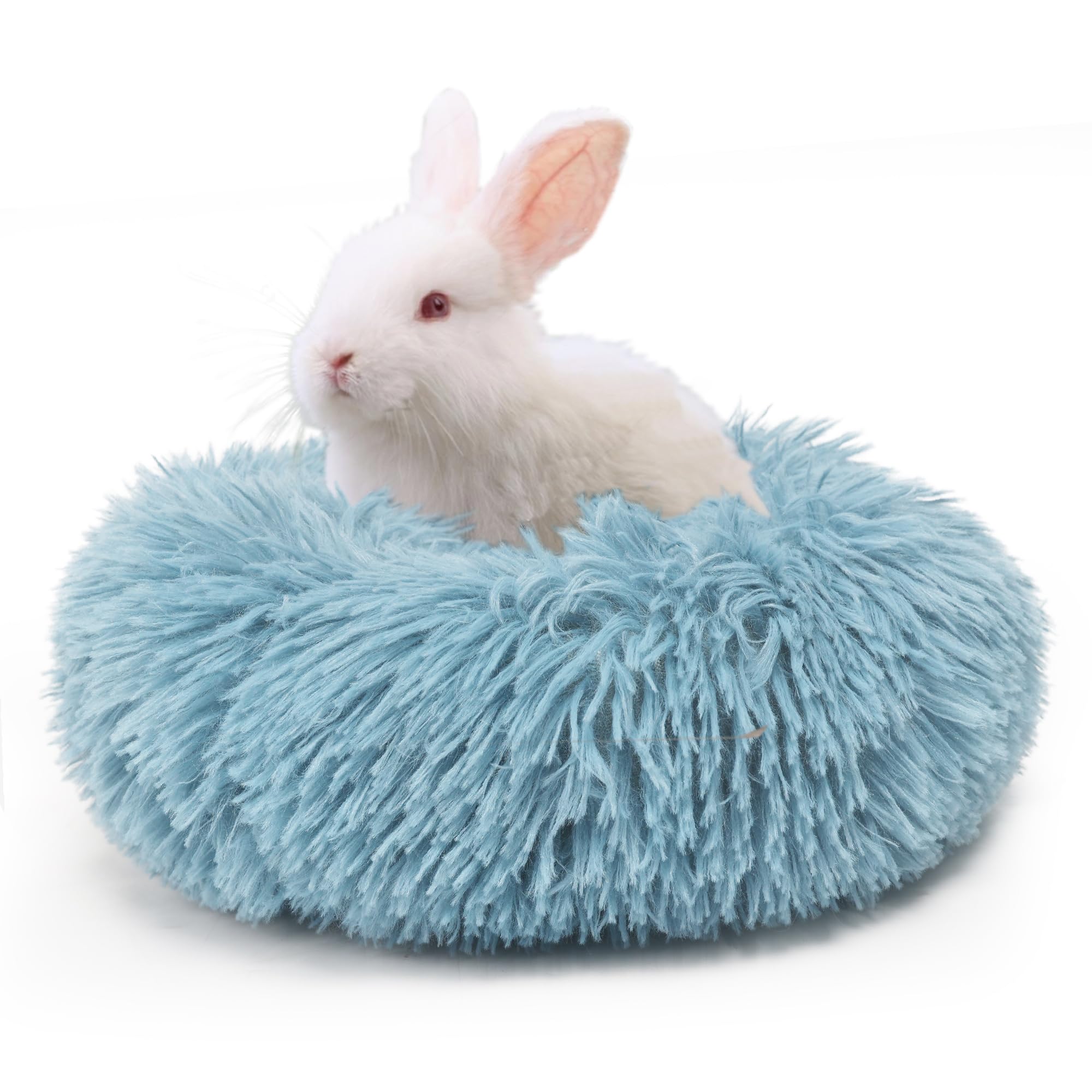 wrkfree Chinchilla Bed Blue for Cage Fluffy Round Beds for Small Animals Washable Anti Slip