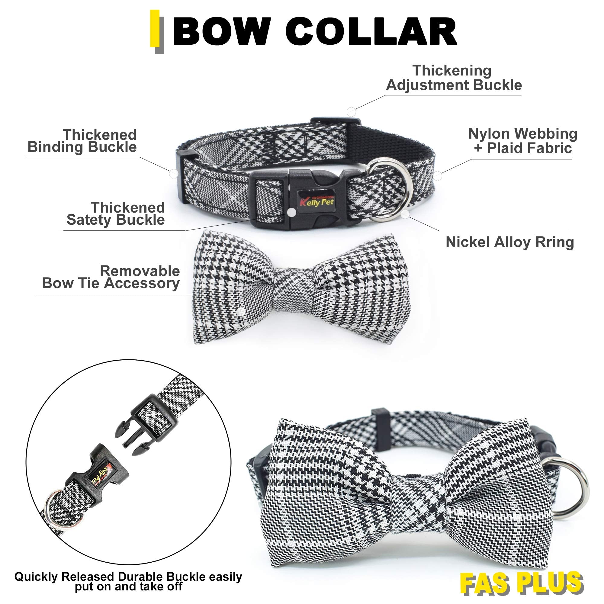 Fas Plus No Pull Dog Harness And Leash Set With Bow Tie Collar,Adjustable Vest Harness Back Clip Heavy Duty 4Ft Leash For Small, Medium, Large And Extra Large Dogs.(Grey/White-Xl)