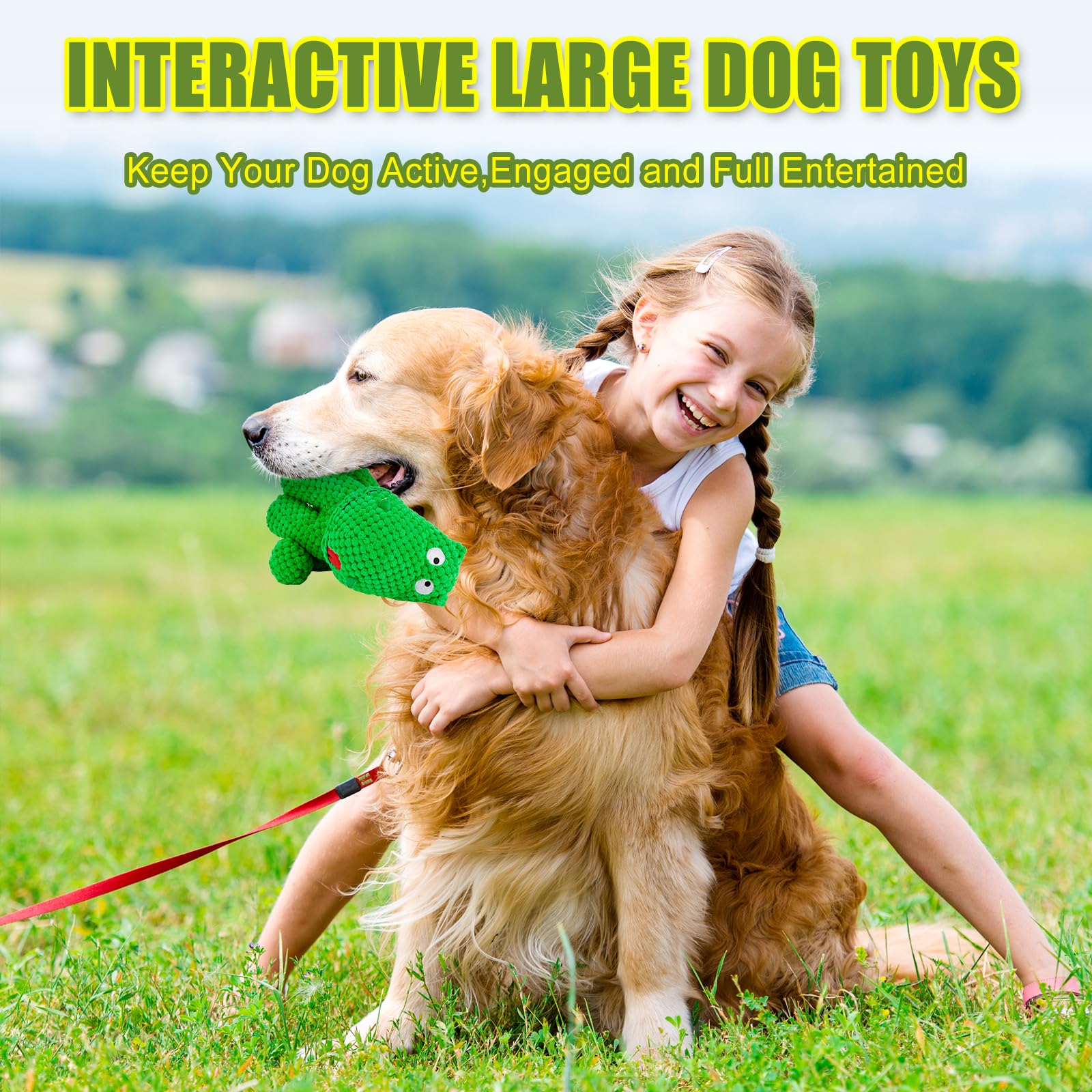 Large Squeaky Dog Toys, Plush Dog Toys To Keep Them Busy, Tough Chew Toys For Dogs, Interactive Dog Toy For Large Medium Small D