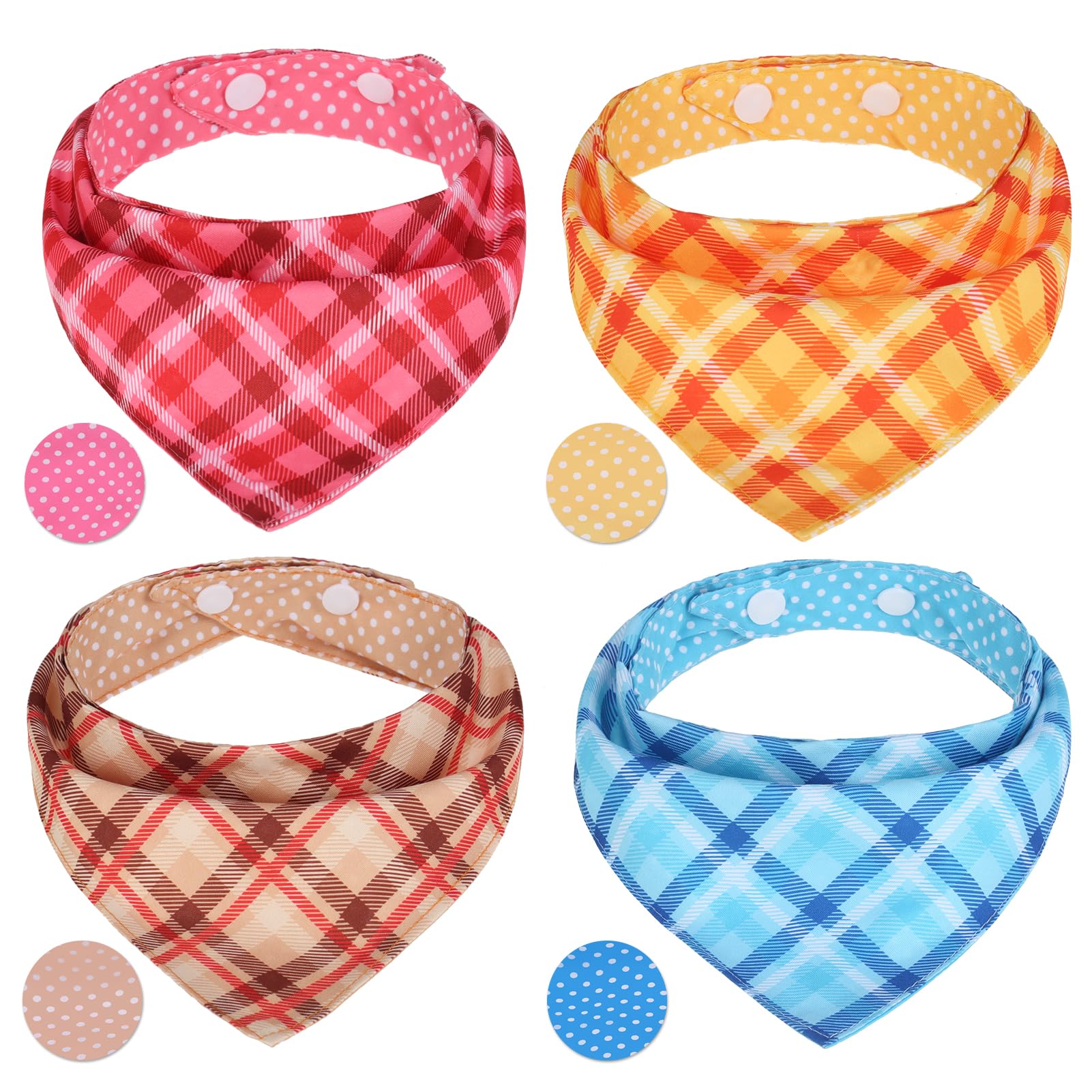 Pawchie Dog Bandanas Small Reversible Styles Pet Triangle Scarf Bibs - Adjustable With Two Snaps - Kerchief Set Accessories For 