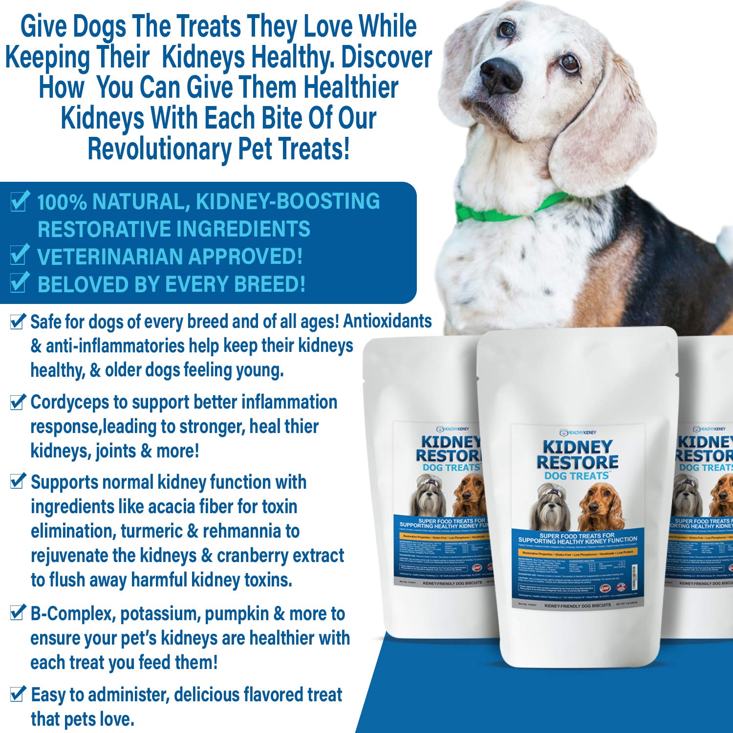 Kidney Restore Dog Treats: Restorative Dog Treats for Kidney Issues, Low Protein Treats for Any Kidney Diet Dog Food, Special Re