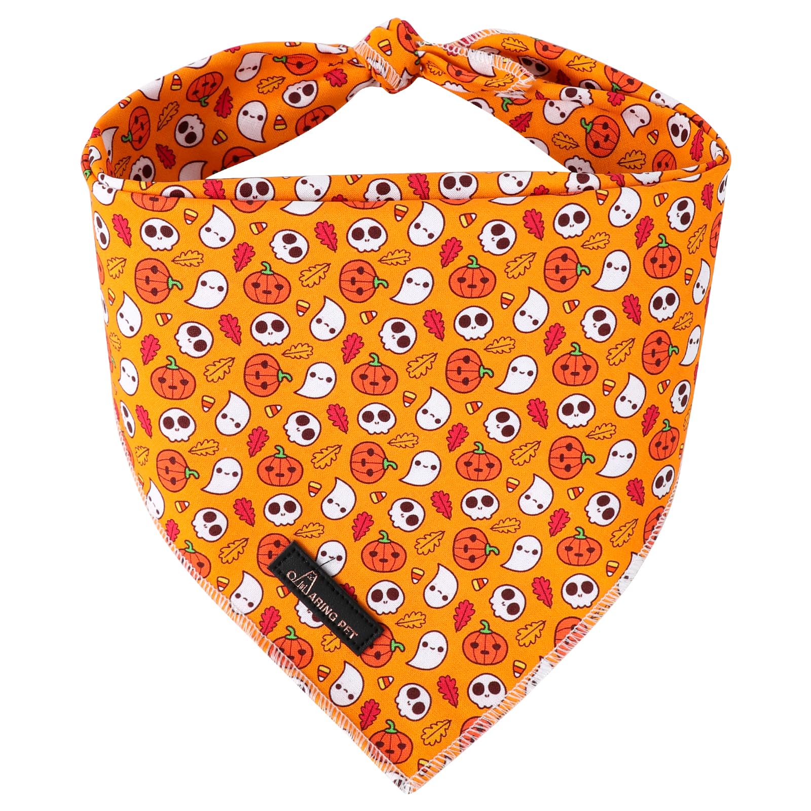 Aring Pet Halloween Dog Bandana-Cotton Orange Pumpkin Dog Bandanas, Comfortable Halloween Pet Scarf Dog Triangle Bibs For Boy An