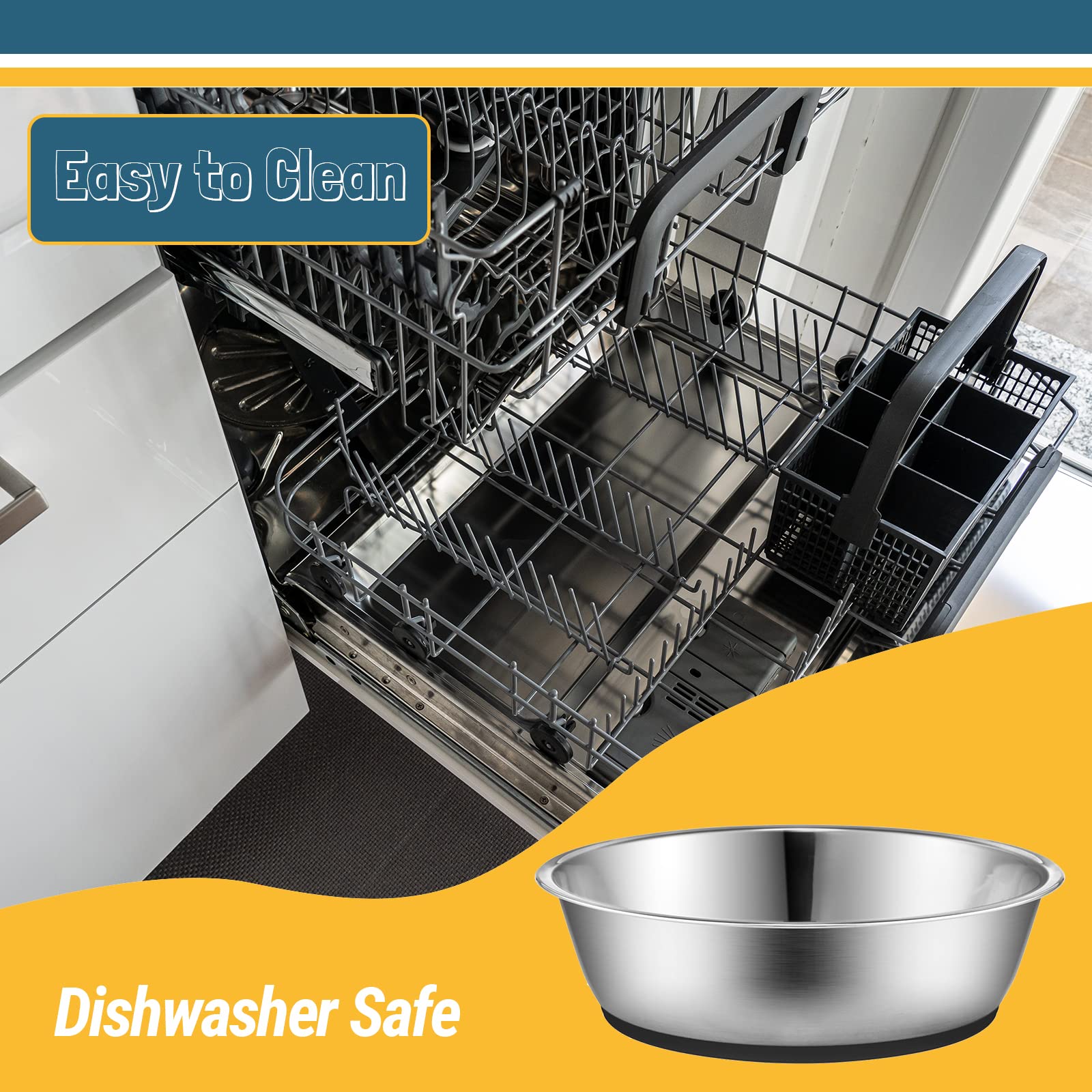 Peggy11 Lightweight Nonslip Stainless Steel Cat Bowls, 2 Pack, Each Holds Up To 1.8 Cups