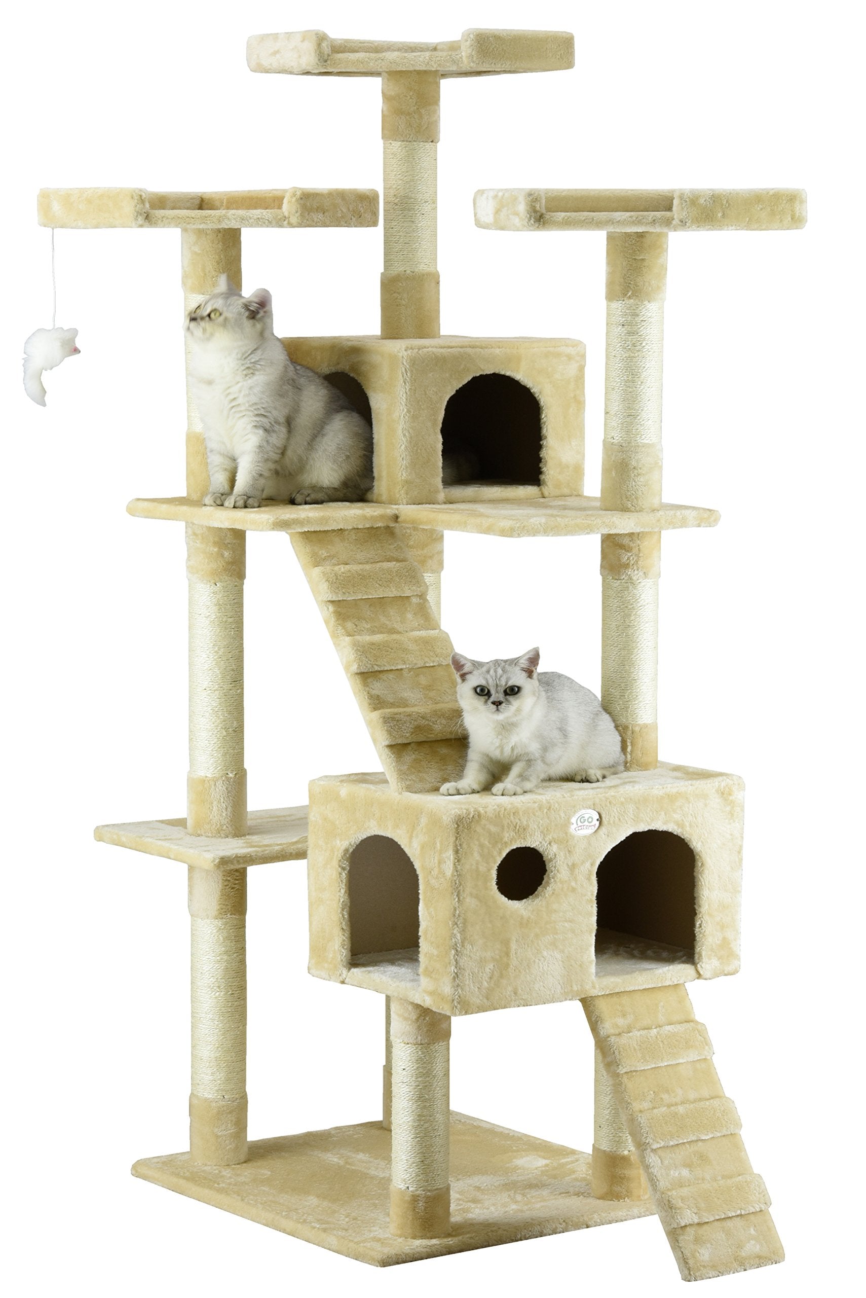 Go Pet Club 72 Tall Cat Tree Tower with Cat Condos - Large Cat Tree - Cat Tower for Indoor Cats - Play Scratch Hide Climb Activi
