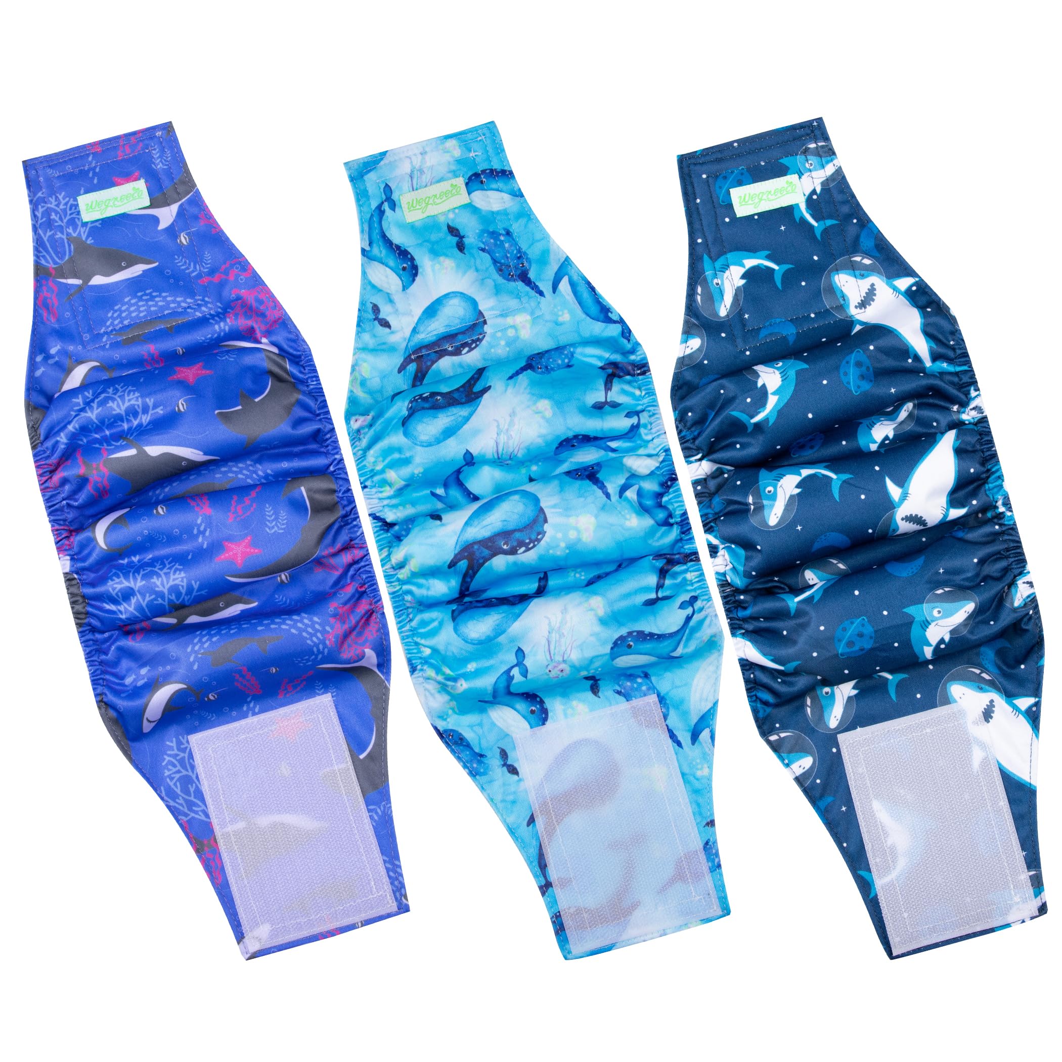 Wegreeco Washable Male Dog Belly Band (Stylish Pattern)- Pack Of 3 - Washable Male Dog Belly Wrap, Dog Diapers Male (Ocean Adven