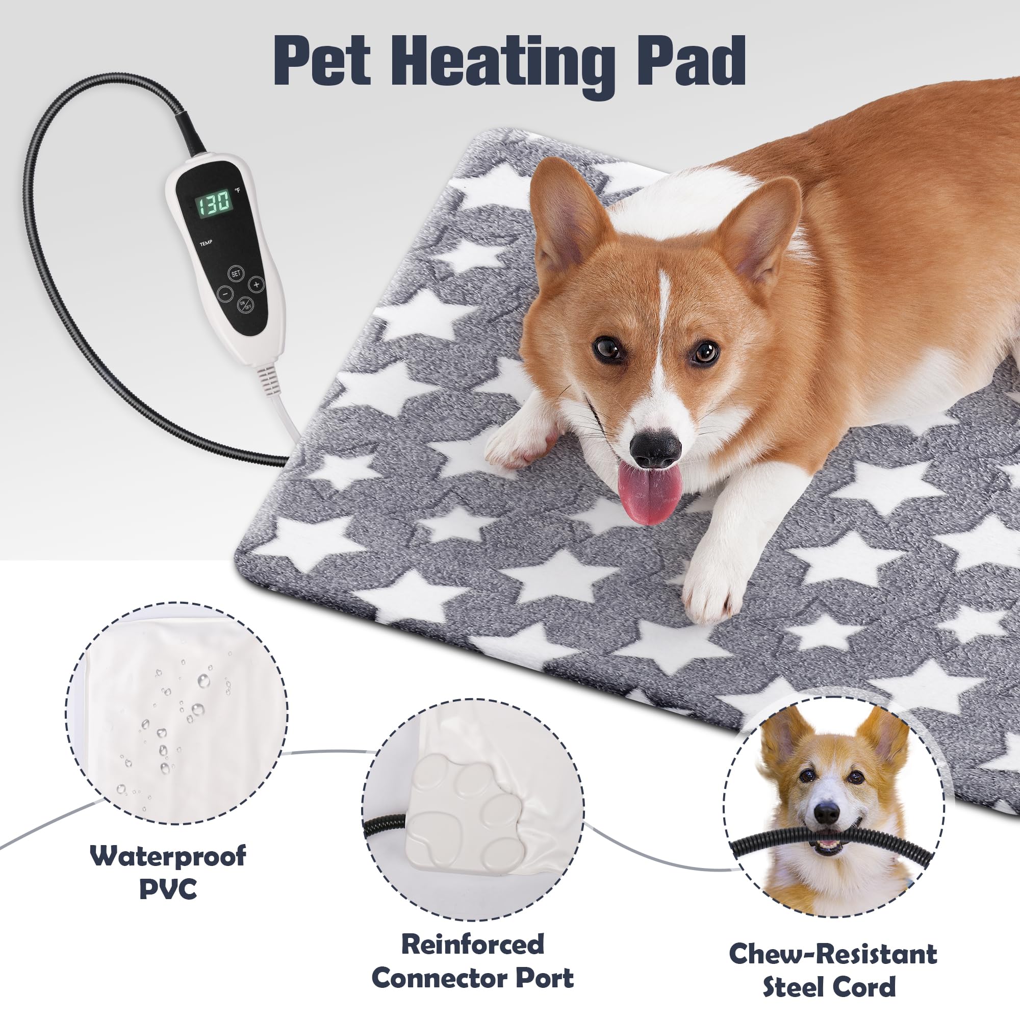 Newget Cat Heating Pad, Waterproof Pet Heating Pad For Cat Dog Outdoor, 11 Adjustable Temperature Cat Warming Bed Mat With Timer