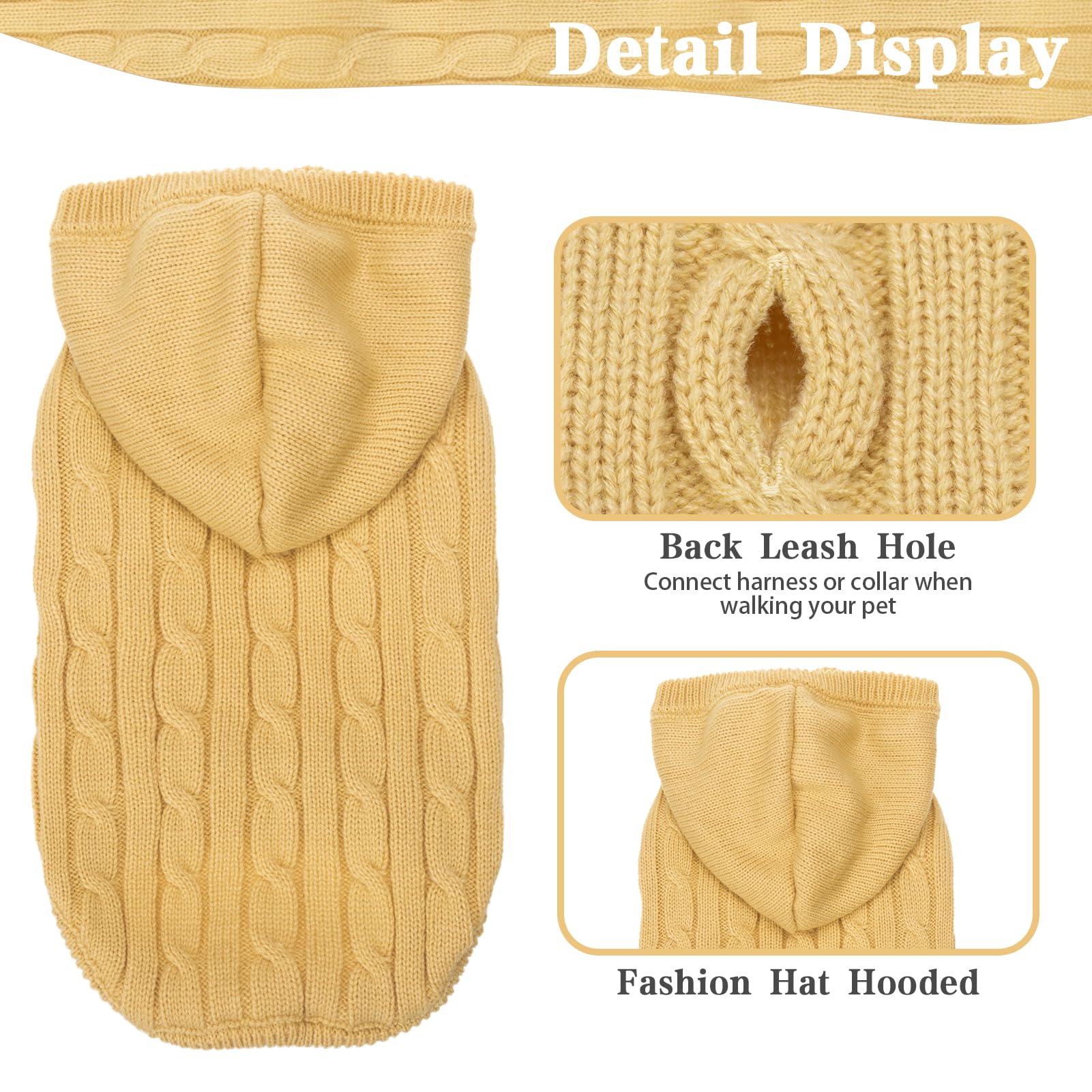 Pupteck Winter Dog Cat Sweater Coat - Soft Cold Weather Clothes Knitwear For Kitties & Small Dogs Indoor Outdoor Walking Warm, Knitted Classic For Doggies Kitties Girls Boys