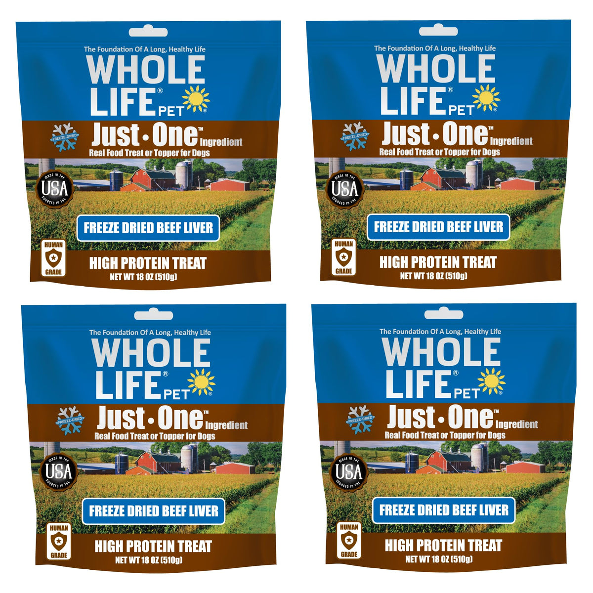 Whole Life Pet Just One Freeze Dried Beef Liver Dog Treats, Single Ingredient Dog Food Topper, Human-Grade Liver Treats, Healthy Training Treats - High Protein, Made In Usa - 4.5 Pound (Pack Of 1)