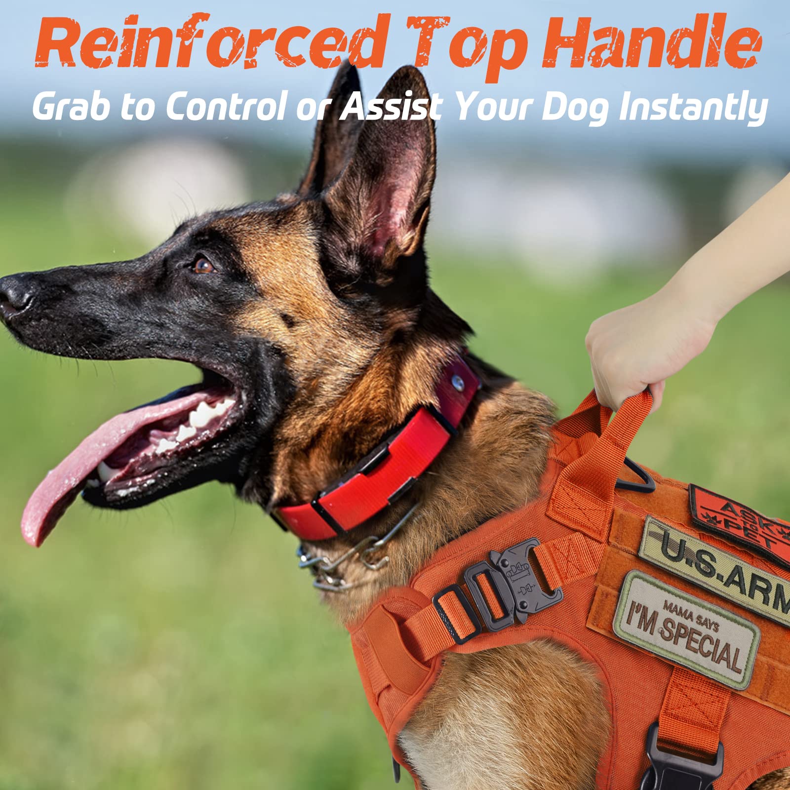 Rabbitgoo Tactical Dog Harness For Large Dogs, Heavy Duty Dog Harness With Handle, No-Pull Service Dog Vest Large Breed, Adjusta