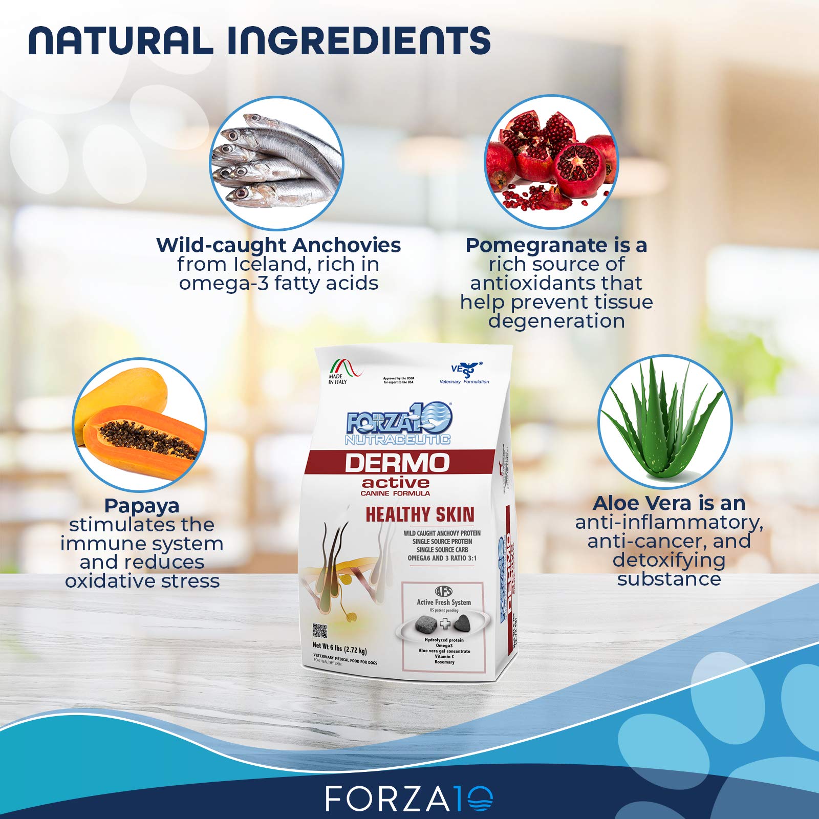 Forza10 Dermo Allergy Dog Food, Dog Food for Allergies and Itching, Dry Dog Food for Skin Allergies, Fish Flavor Sensitive Stoma