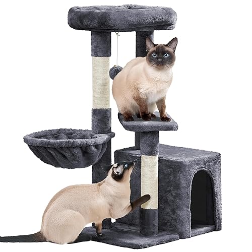Yaheetech Cat Tree, Plush Covered Cat Tower For Indoor Cats, Cute Cat Condo With Scratching Post & Pad, 34.5In Multi-Level Cat Furniture Activity Center Cat Bed W/Dangling Ball & Platform For Kittens