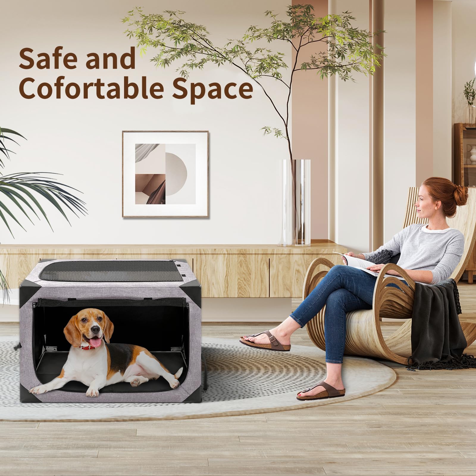 Dog Crate,30X21X21 Inch Large Dog Crate For Large Or Medium Dogs, Portable And Foldable Design Of Dog Cage, Perfect For Travel O