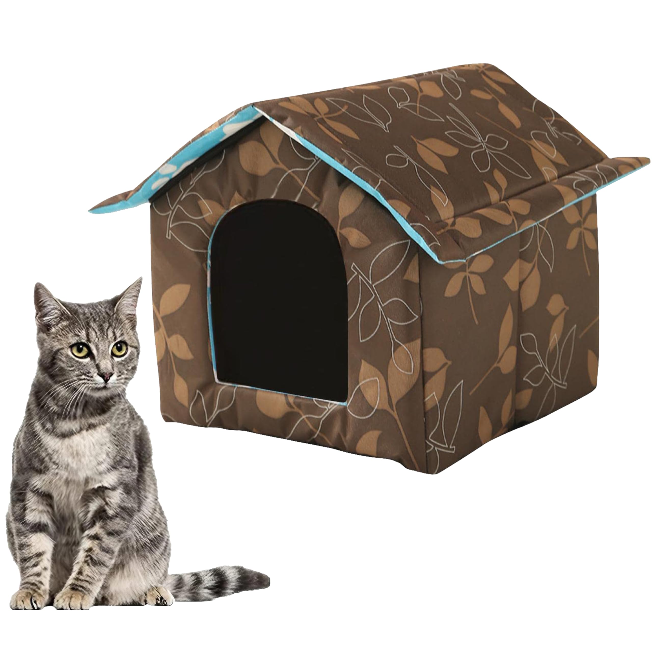 Chris Good Feral Cat House, Cat House Outdoor, Waterproof Shelter For Stray Cats, Weatherproof For Winter (Leaf, Large)