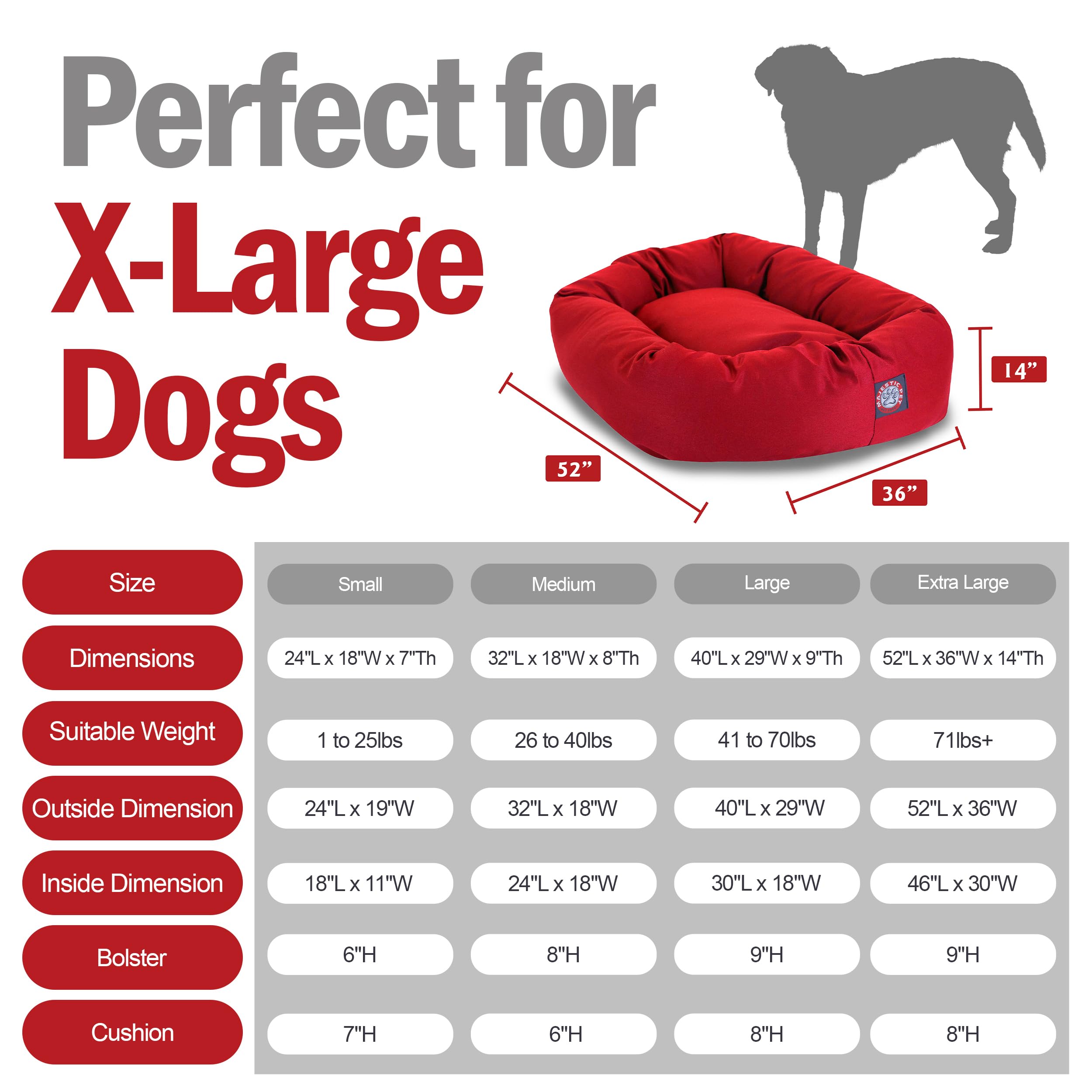 Majestic Pet 52 inch Red Bagel Dog Bed Products