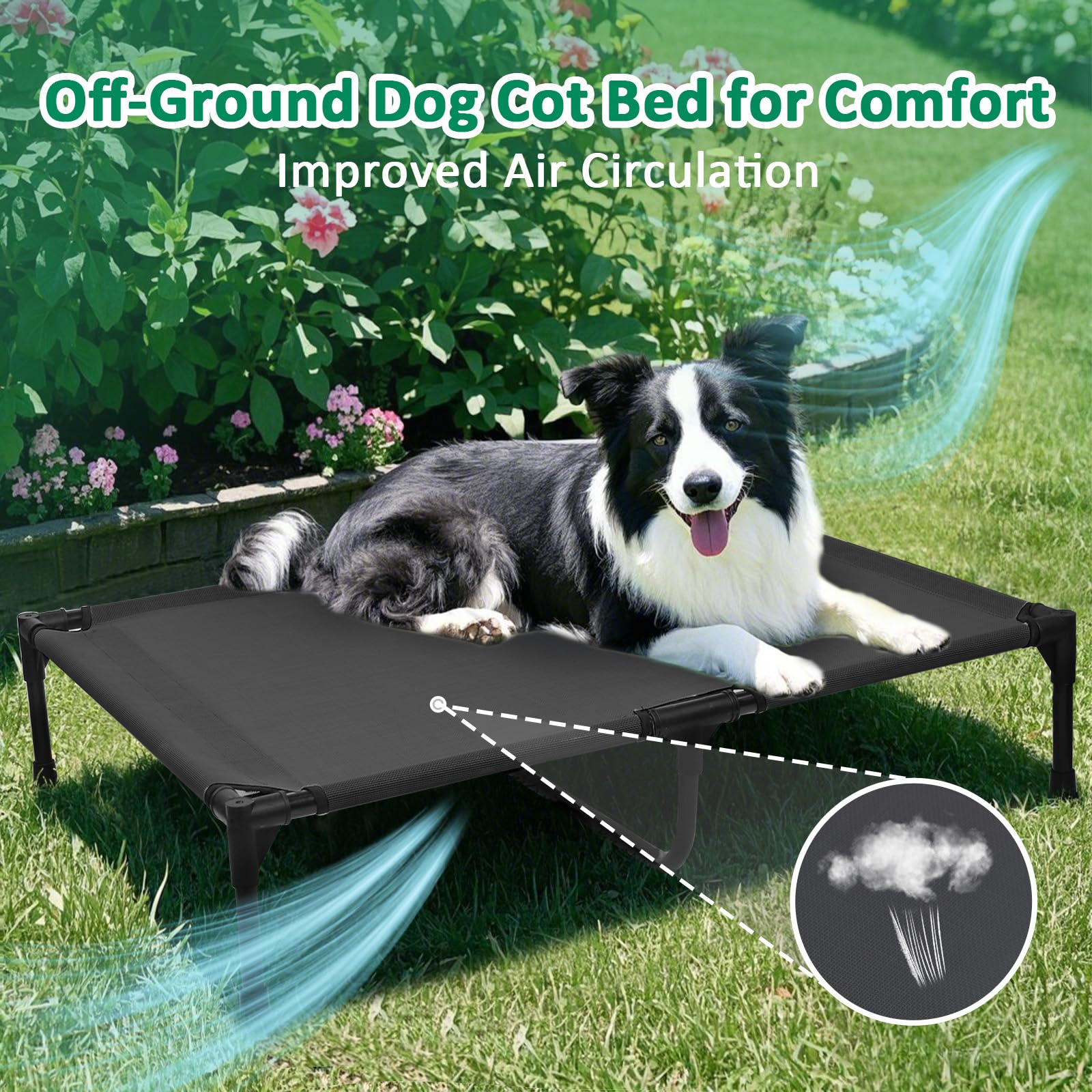 Kmfyzye Elevated Dog Beds Large Sized Dogs, Cooling Raised Pet Bed With Frame & Breathable Mesh, Portable Indoor & Outdoor Lifte