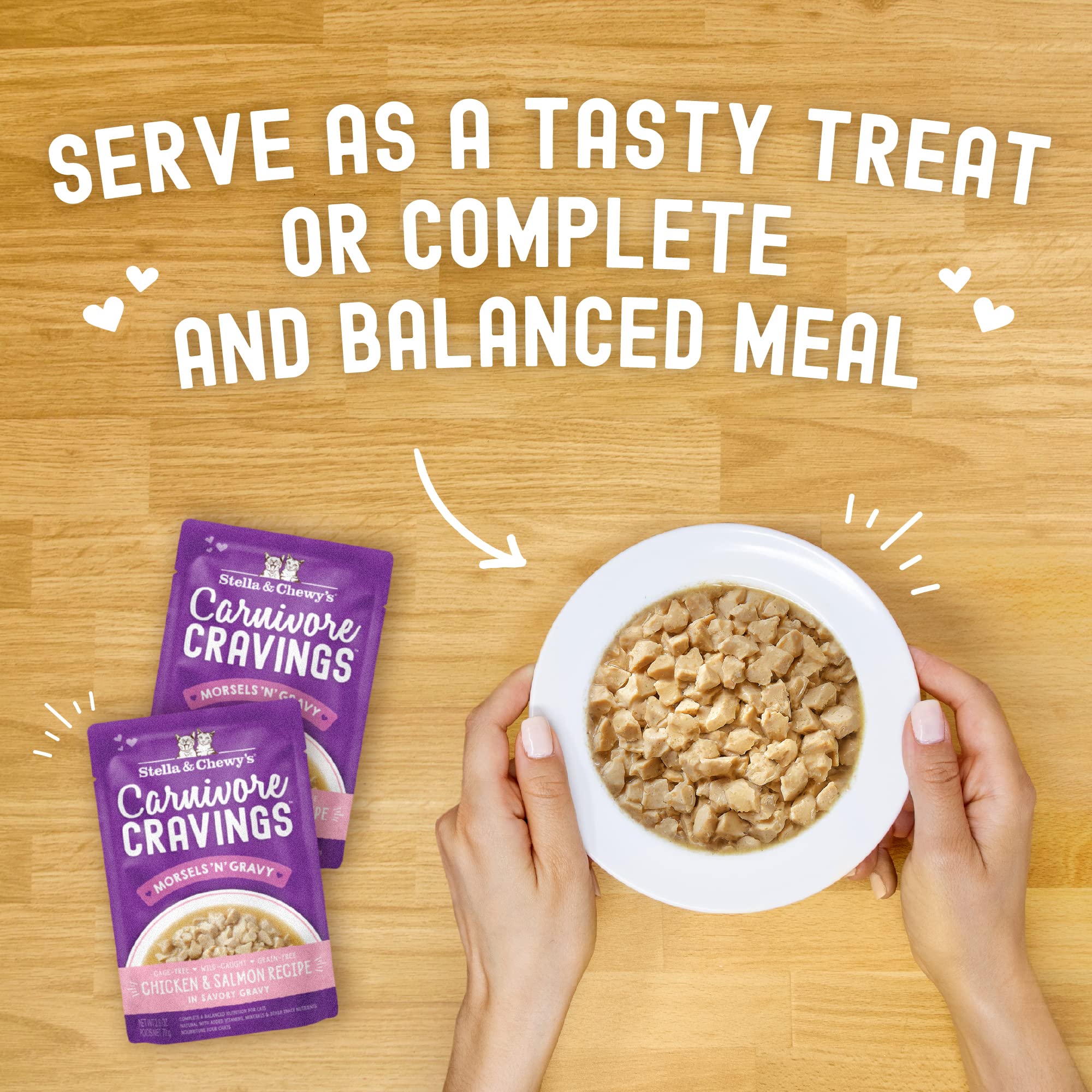Stella & Chewys Carnivore Cravings Morsels & Gravy Chicken & Salmon Recipe Wet Cat Food Pouches - (2.8 Ounce Pouch, Case of 24)