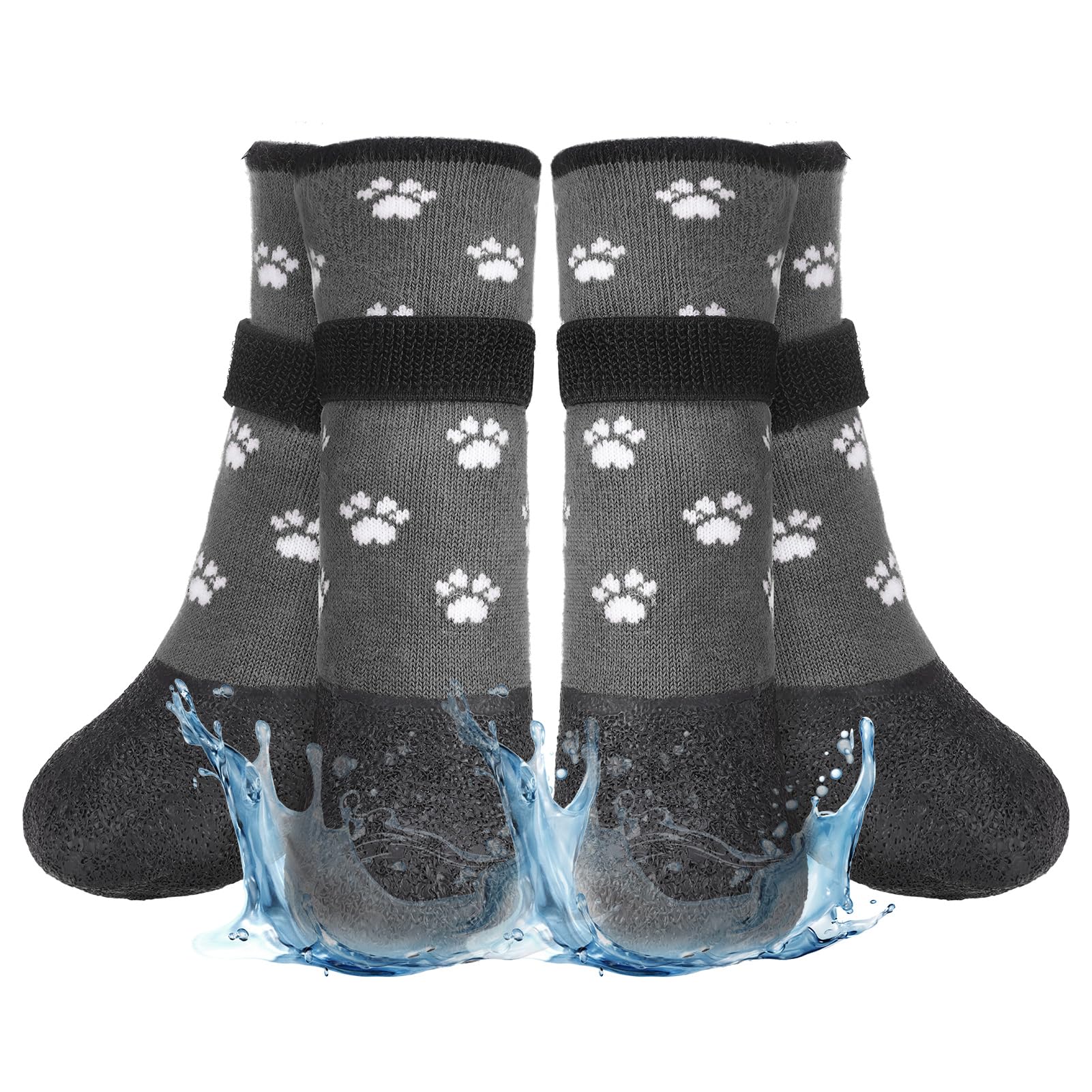 Beautyzoo Anti Slip Dog Socks Boots, Dog Shoes For Hot/Cold Pavement Snow Rain Days,Waterproof Grip Dog Booties Paw Protector For Hardwood Floor, Prevent Licking For Small Medium Large Senior Old Dogs