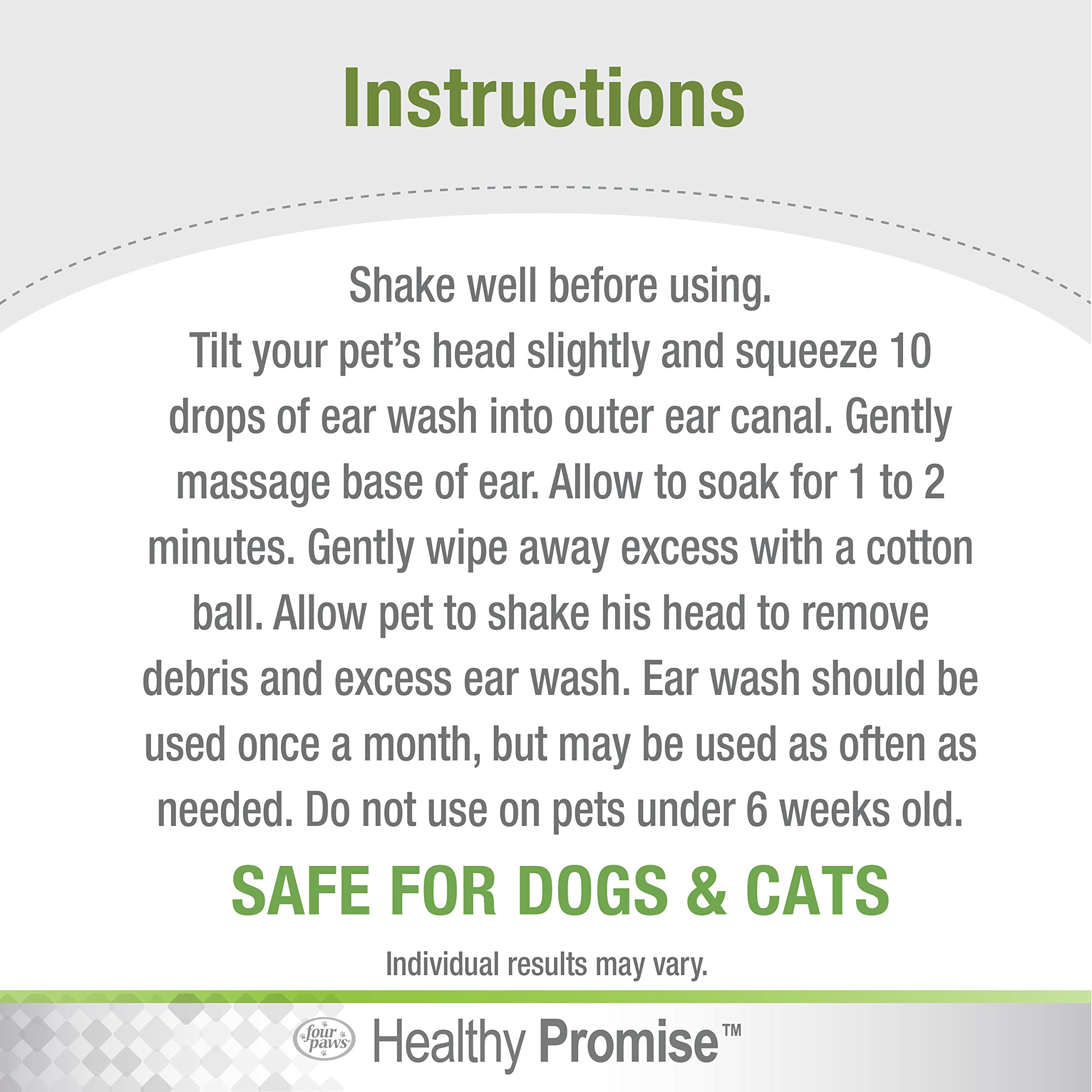 Four Paws Healthy Promise Grooming Soothing Pet Ear Wash Cleaner For Dogs And Cats, Odor Reducing & Itch Relief, 4 Oz.