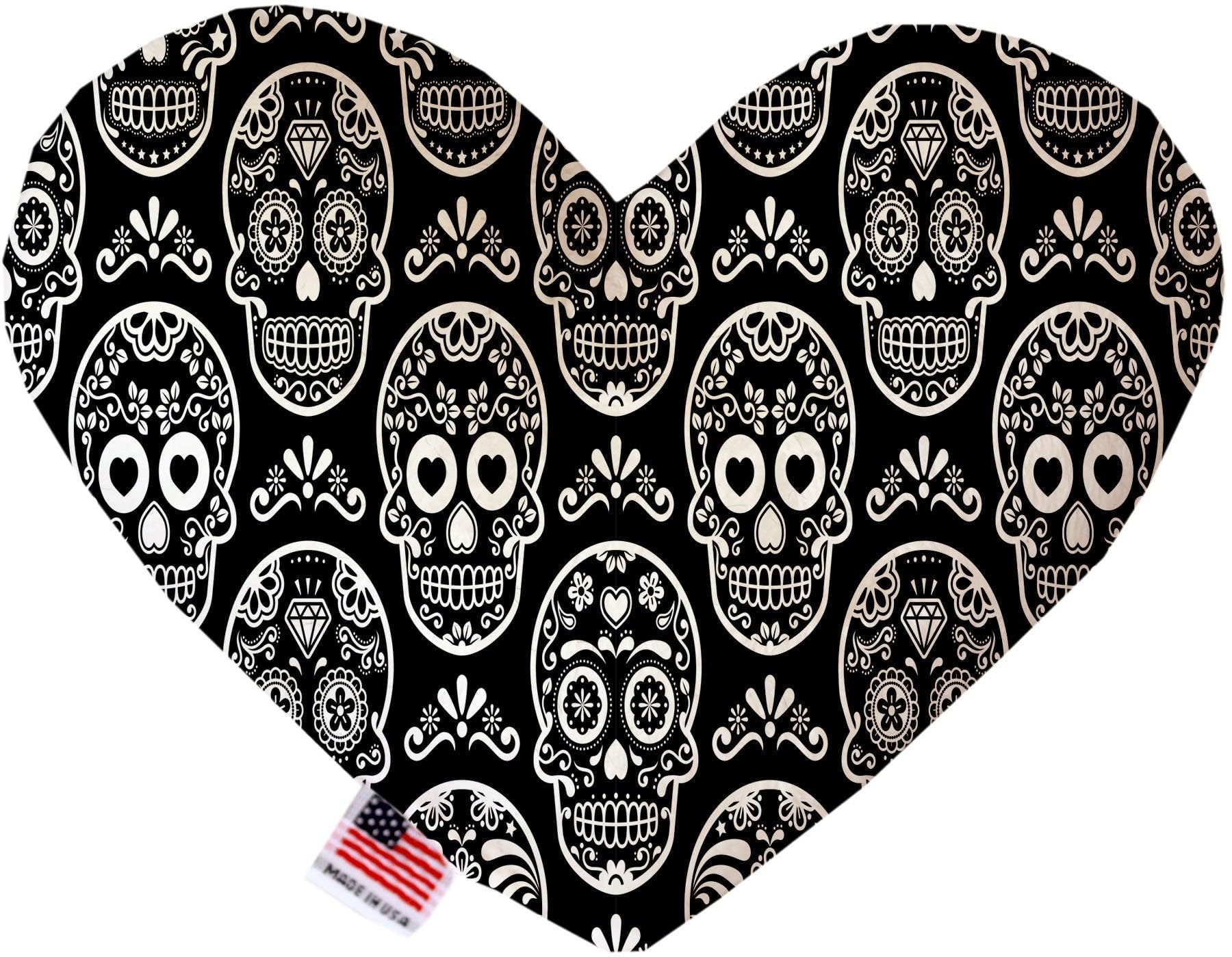 Pet and Dog Plush Heart or Bone Toy, &quot;Skulls Group&quot; (Available in different sizes, and 12 different pattern options!) Classic Sugar Skulls 8&quot; Plush Heart