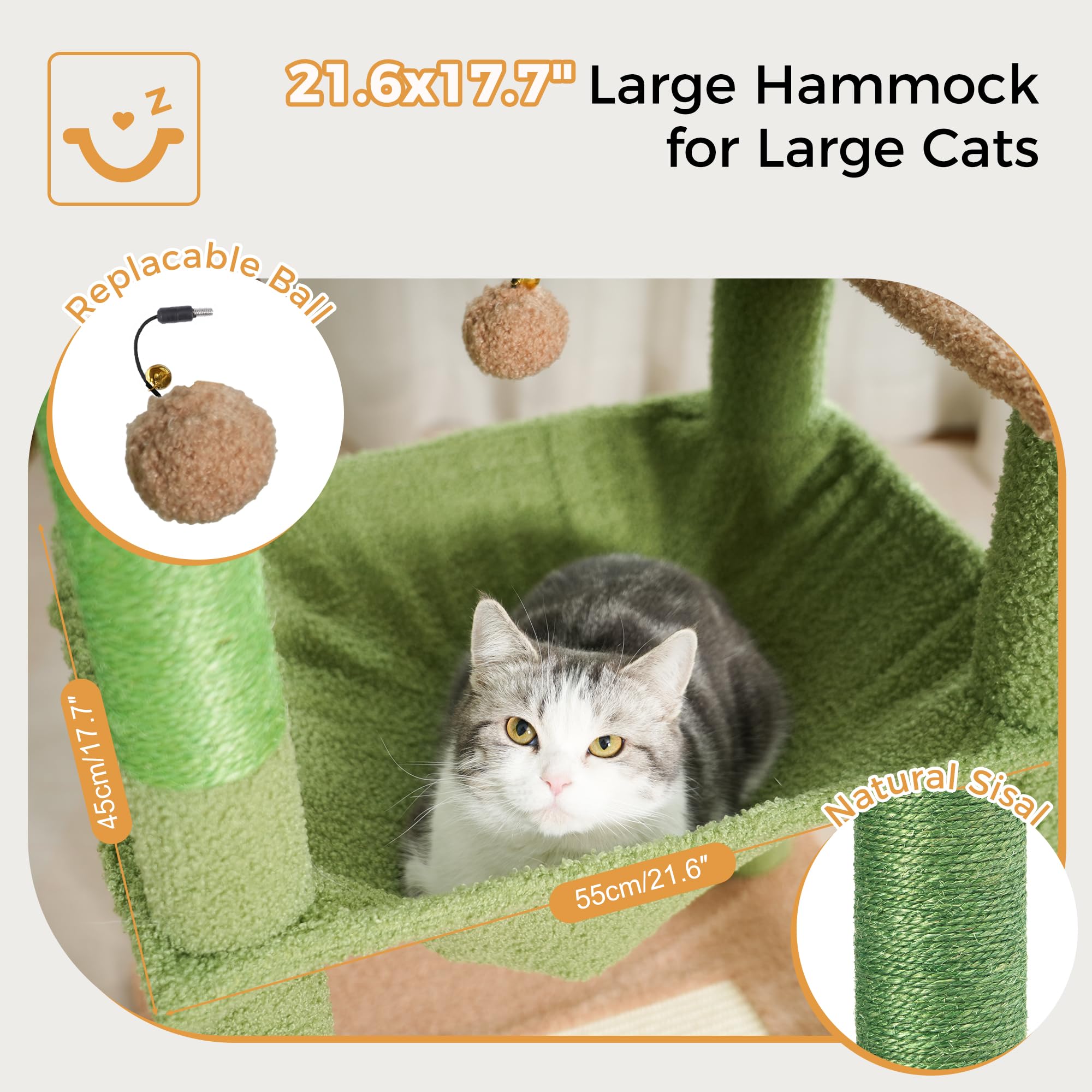 Meowrista Tall Cat Tree For Indoor Cat Large Adults 54   Cat Tower With Enlarged Hammock21.6X17.7   Spacious Cat Condo House And